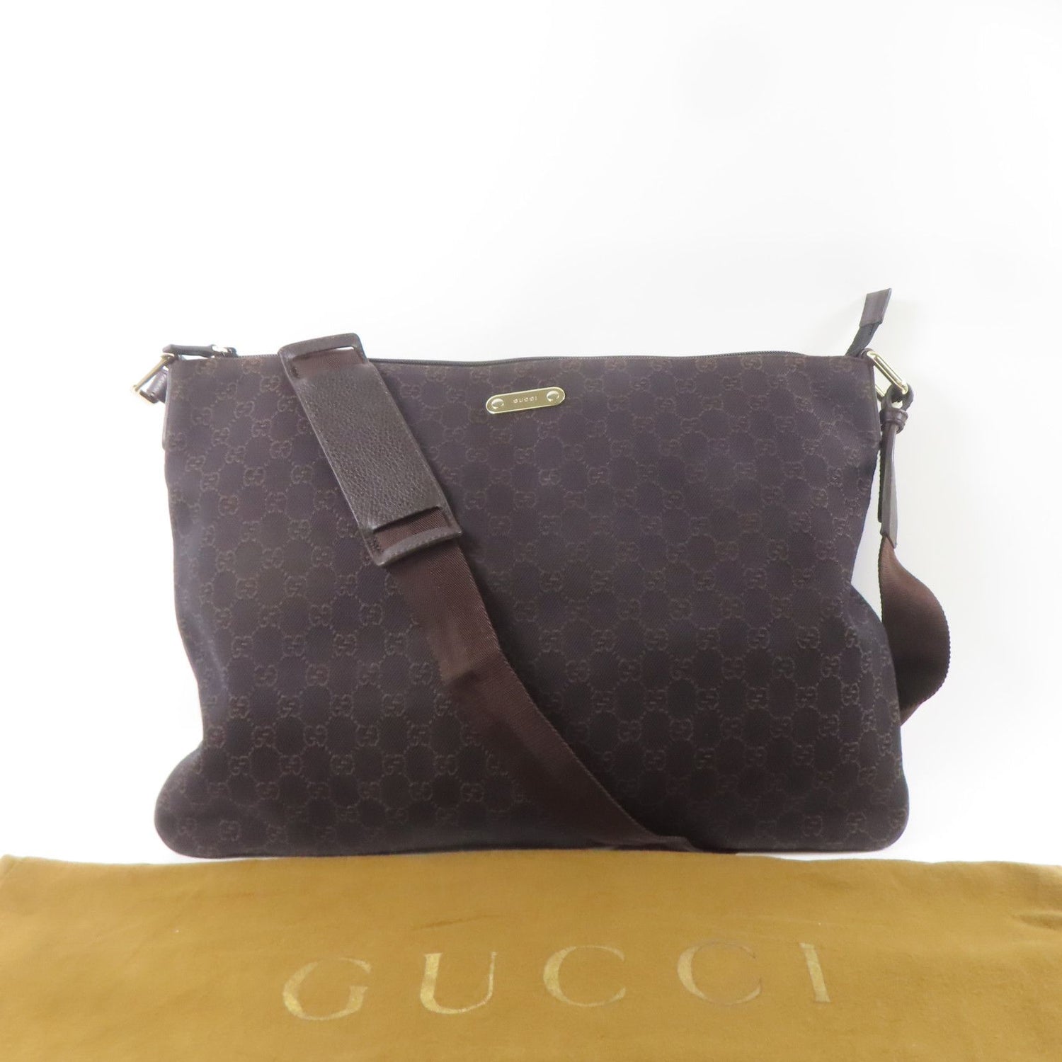 Gucci Canvas Shoulder Bag Brown Gg Canvas 190628