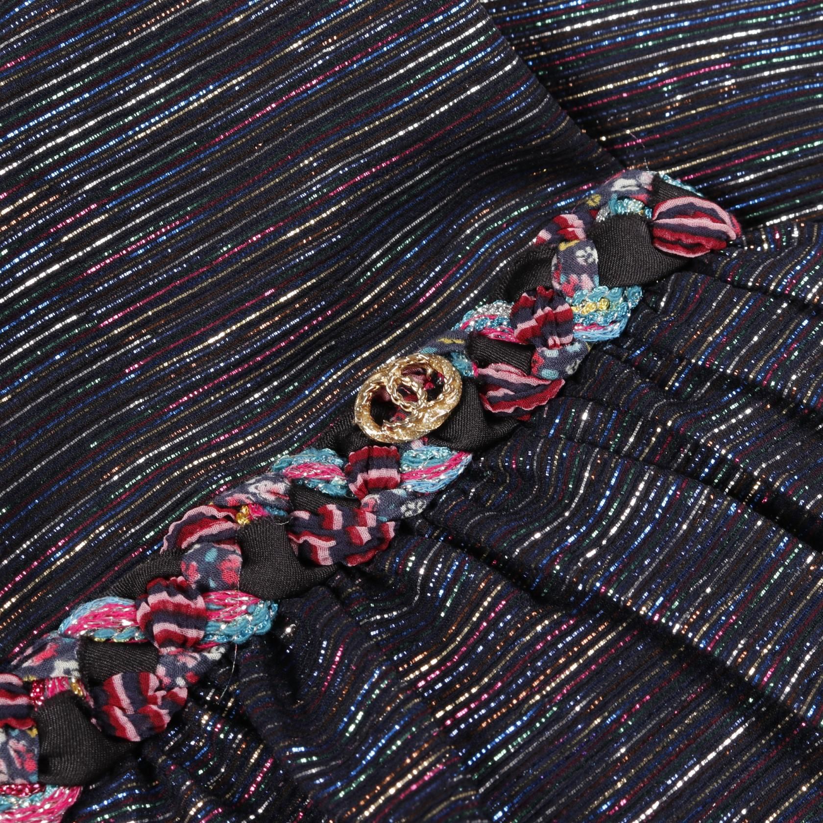 Chanel Black Multicolor Coco Mark Dress Silk P 70048v 48334