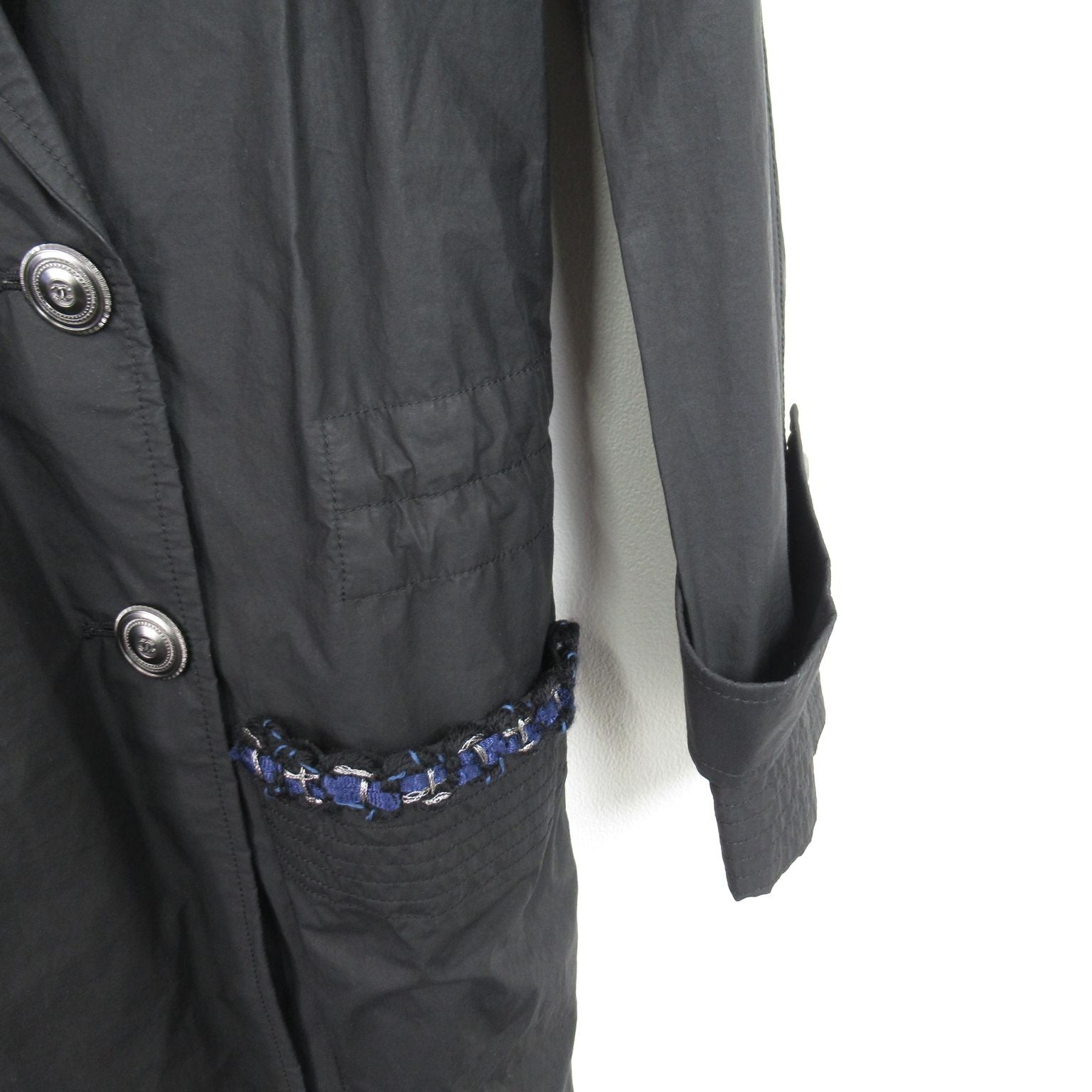 Chanel Black Nylon Windbreaker Coat P 48056v 35925
