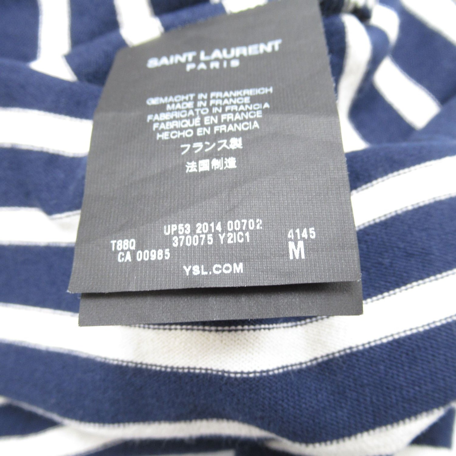 Saint Laurent Striped Long-sleeved T-shirt Cotton Blue & White M