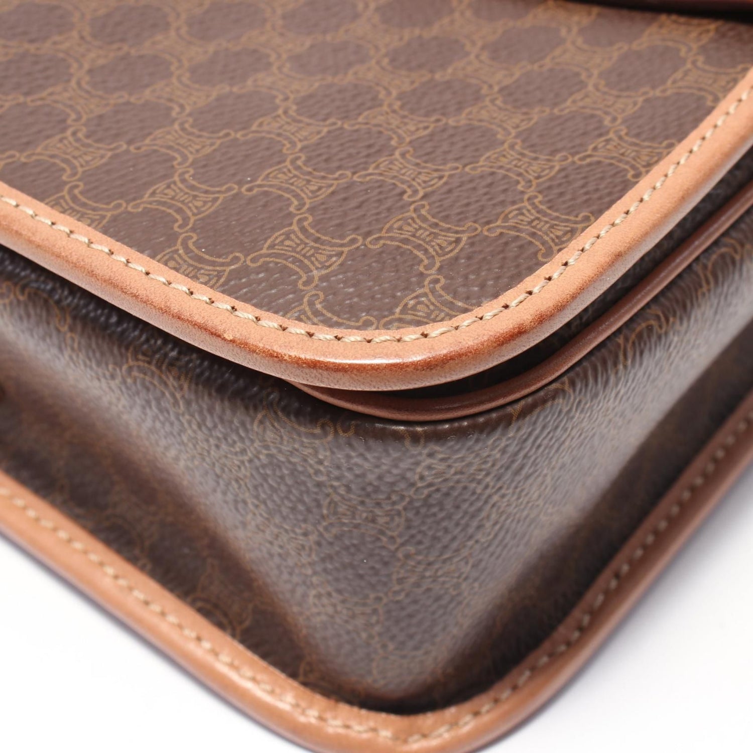 Celine Macadam Shoulder Bag Brown Pvc Coated Canvas