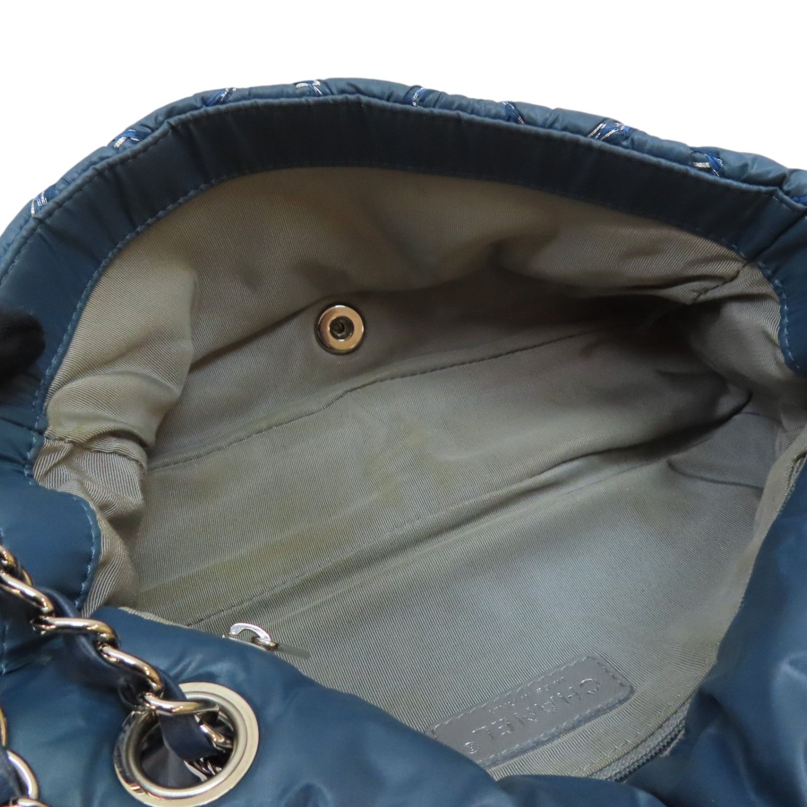 Chanel Matelasse Coco Mark Shoulder Bag Nylon Blue (discoloration)