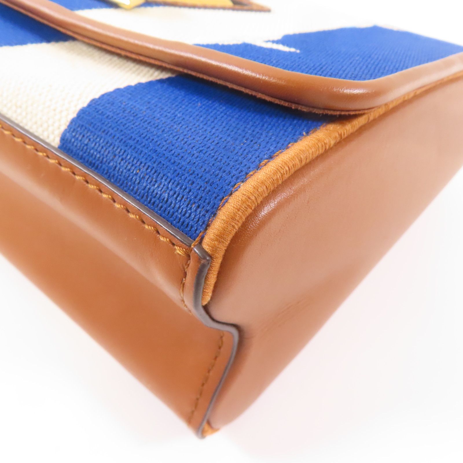 Louis Vuitton Canvas/leather Twist Gold Shoulder Back Bag Blue/white/black Blue White Blue/white/brown Shoulder Bag M 57