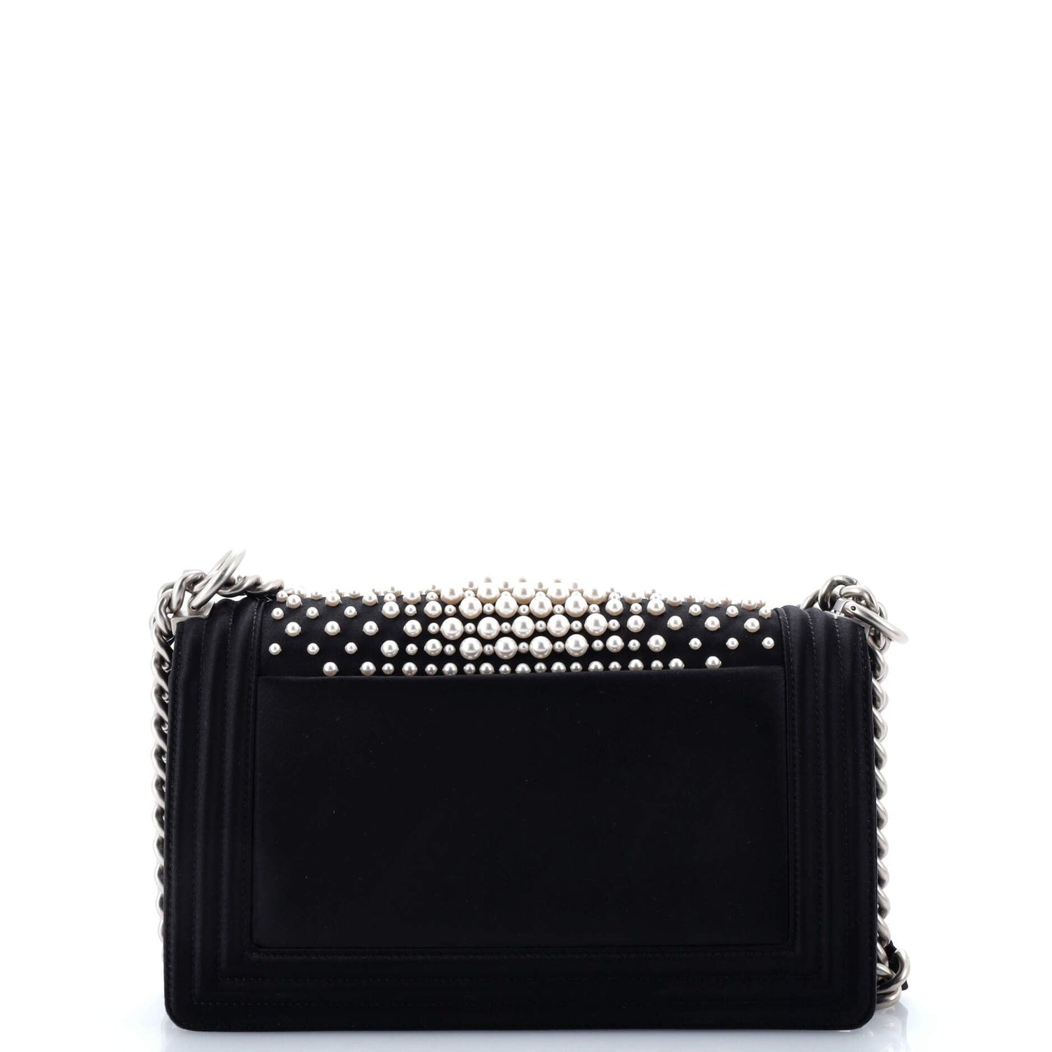 Boy Flap Bag Pearl Embellished Satin Old Medium