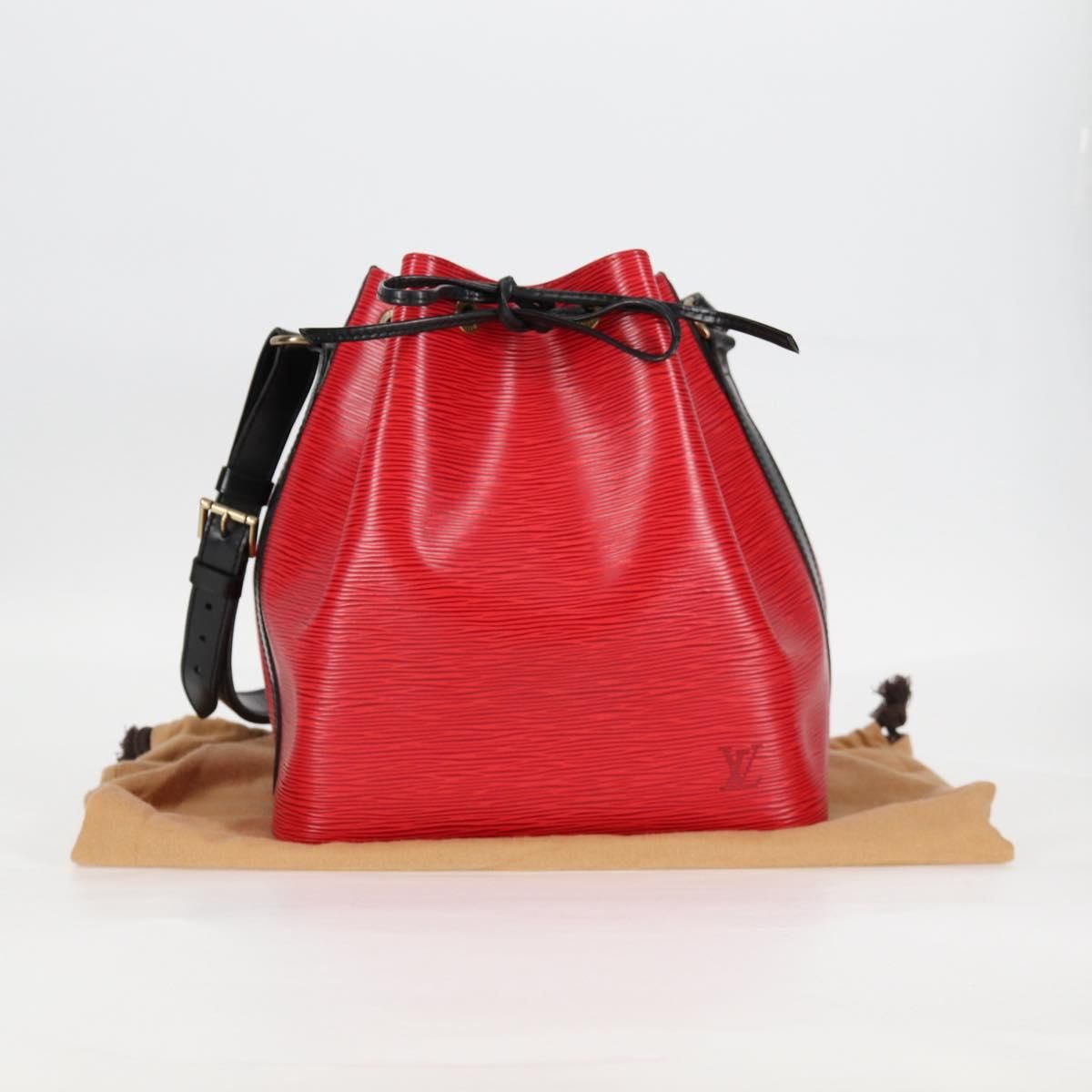Louis Vuitton Epi Petit Noe Shoulder Bag Bicolor Black Red M 44017 Auth