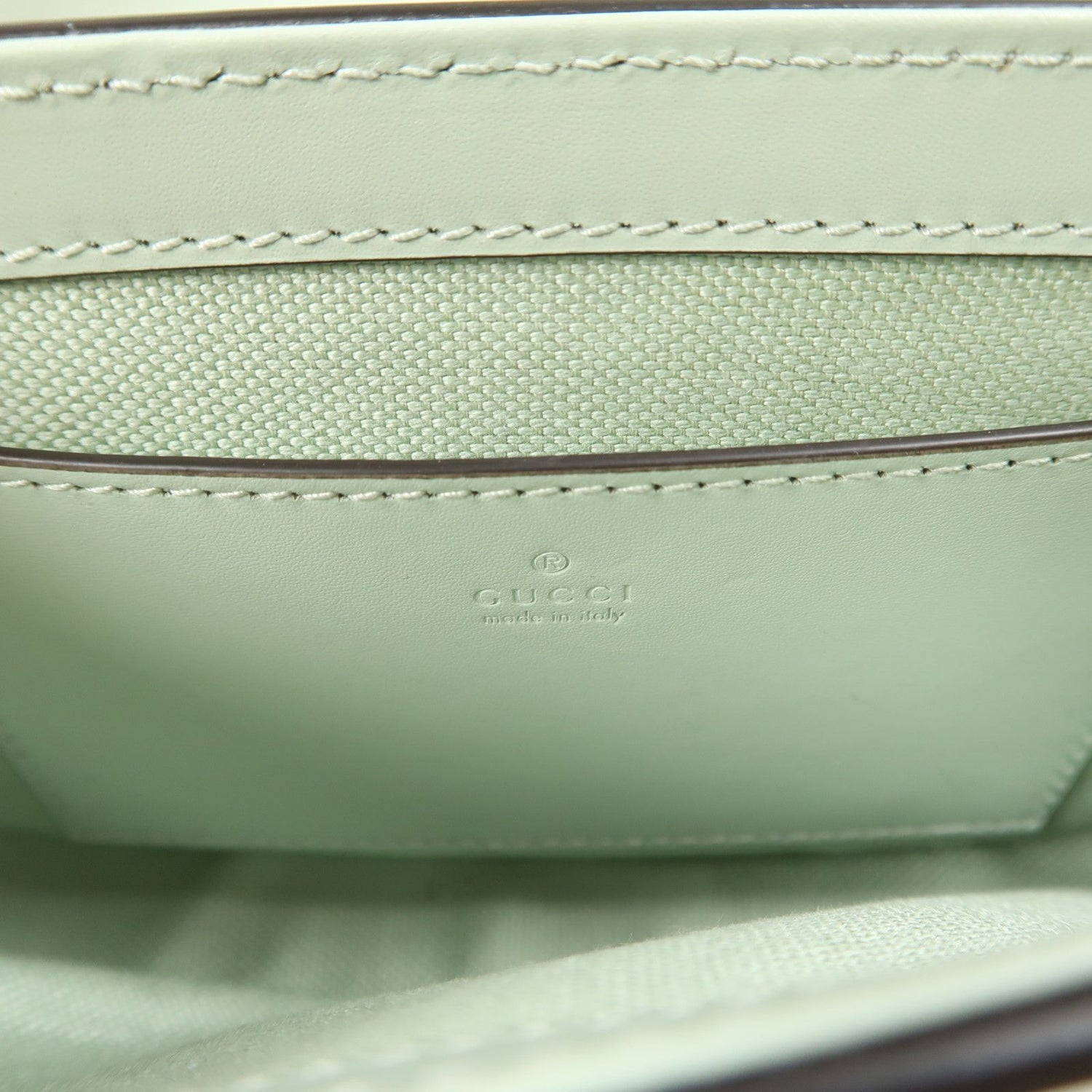 Gucci Leather Gg Pochette Gold Shoulder Bag Green Mint Leather 772794