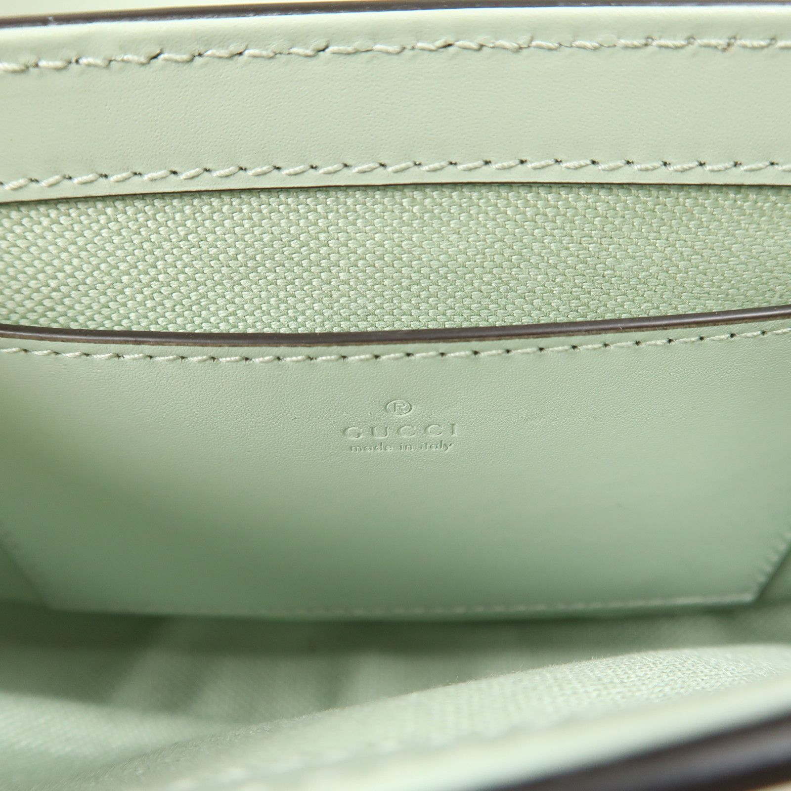 Gucci Leather Gg Pochette Gold Shoulder Bag Green Mint Leather 772794
