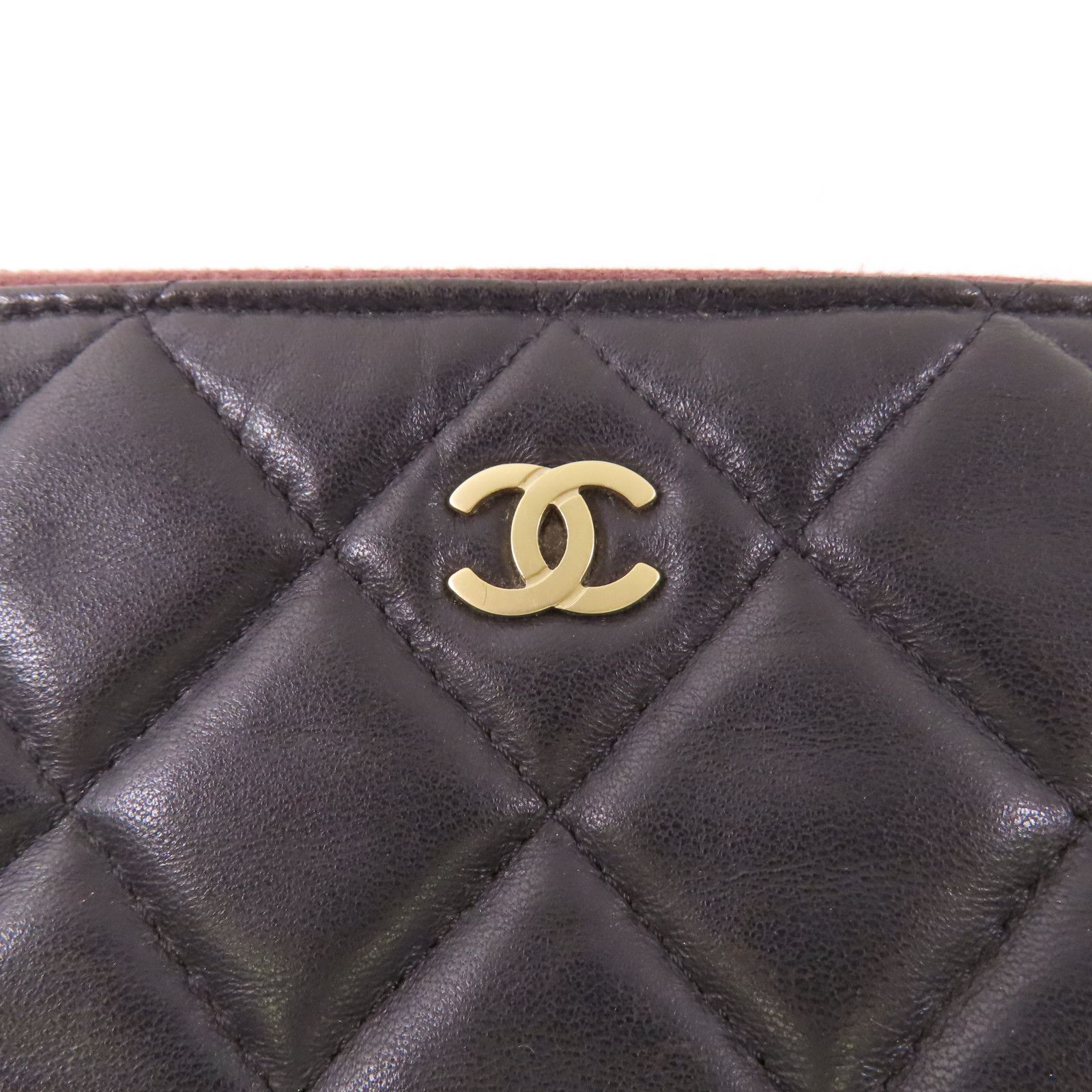 Chanel Black Cowhide Leather Pouch Business Bag Clutch Bag Calfskin (cowhide)