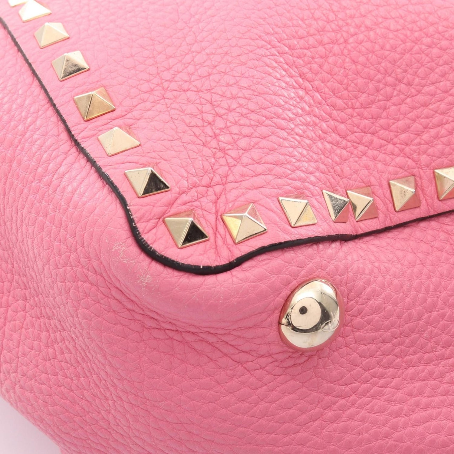 Valentino Rock Studs Tote Bag Pink Leather