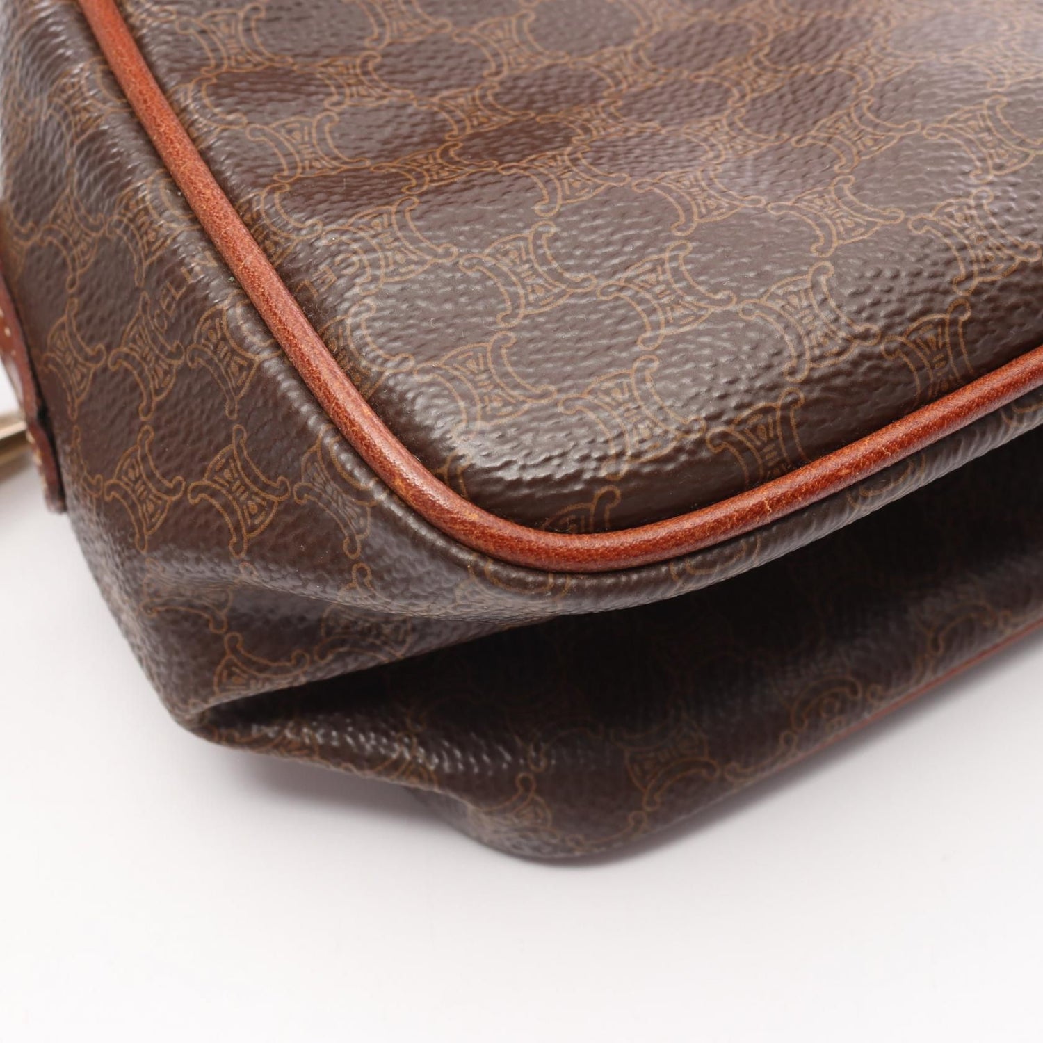 Celine Macadam Handbag Brown Pvc Coated Canvas