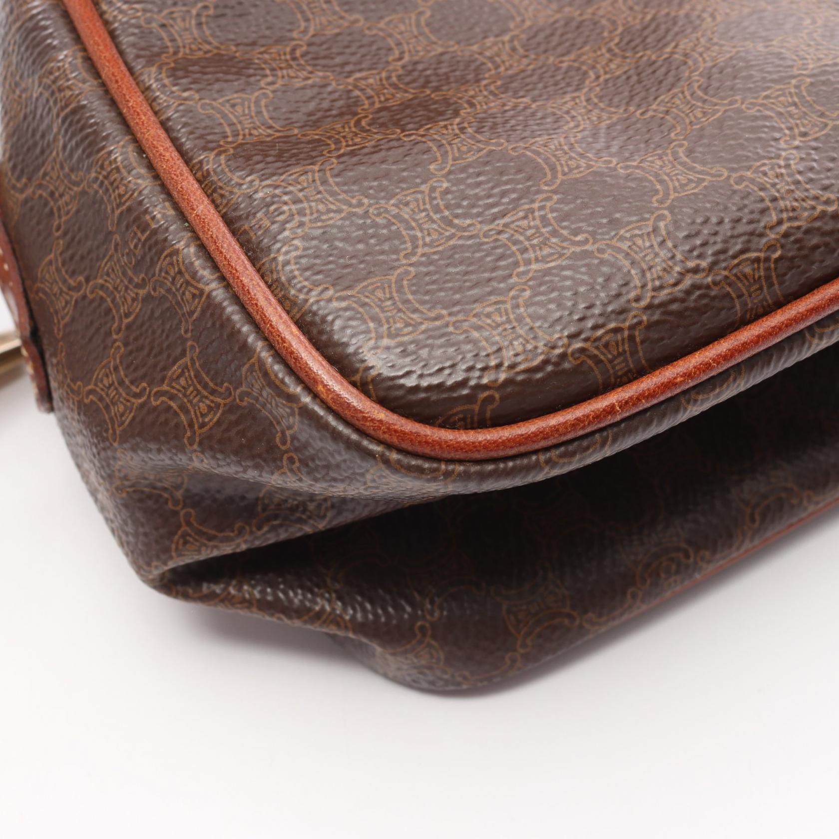 Celine Macadam Handbag Brown Pvc Coated Canvas