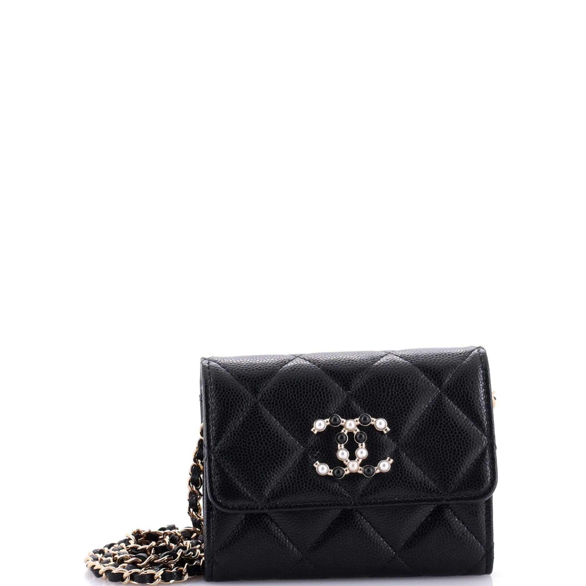 Chanel Coco Candy Card Holder On Chain Quilted Caviar
