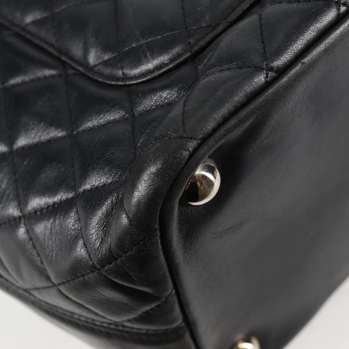 Chanel Cambon Line Matelasse Tote Bag Leather Black Silver Cc Auth