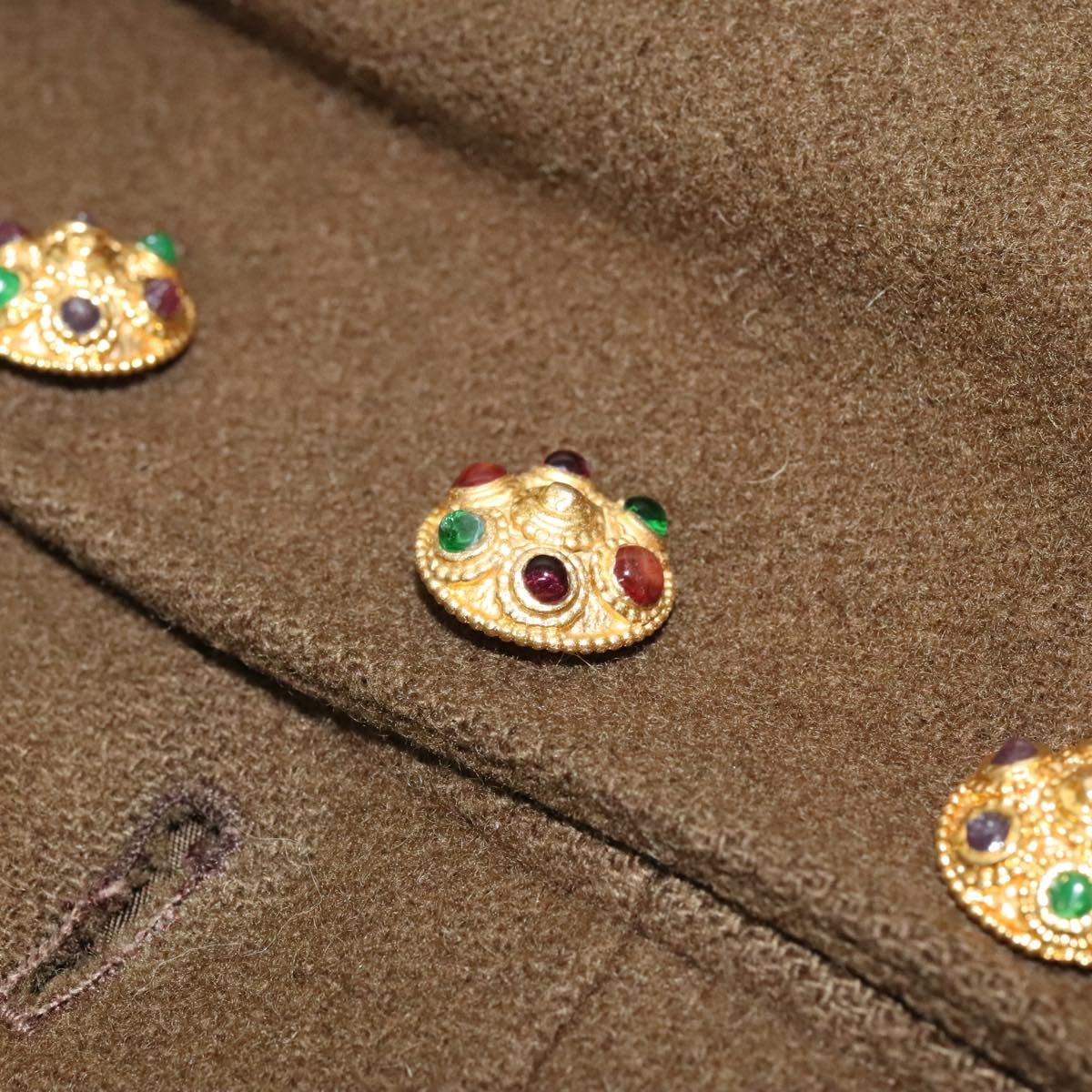 Chanel Jacket Wool Brown Cc Auth