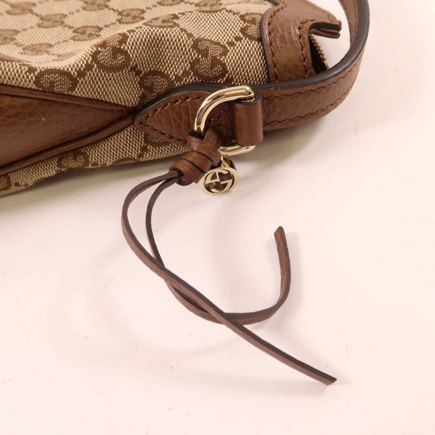 Gucci Canvas Bree Micro Hobo Gold Shoulder Bag Brown Gg Canvas 449244