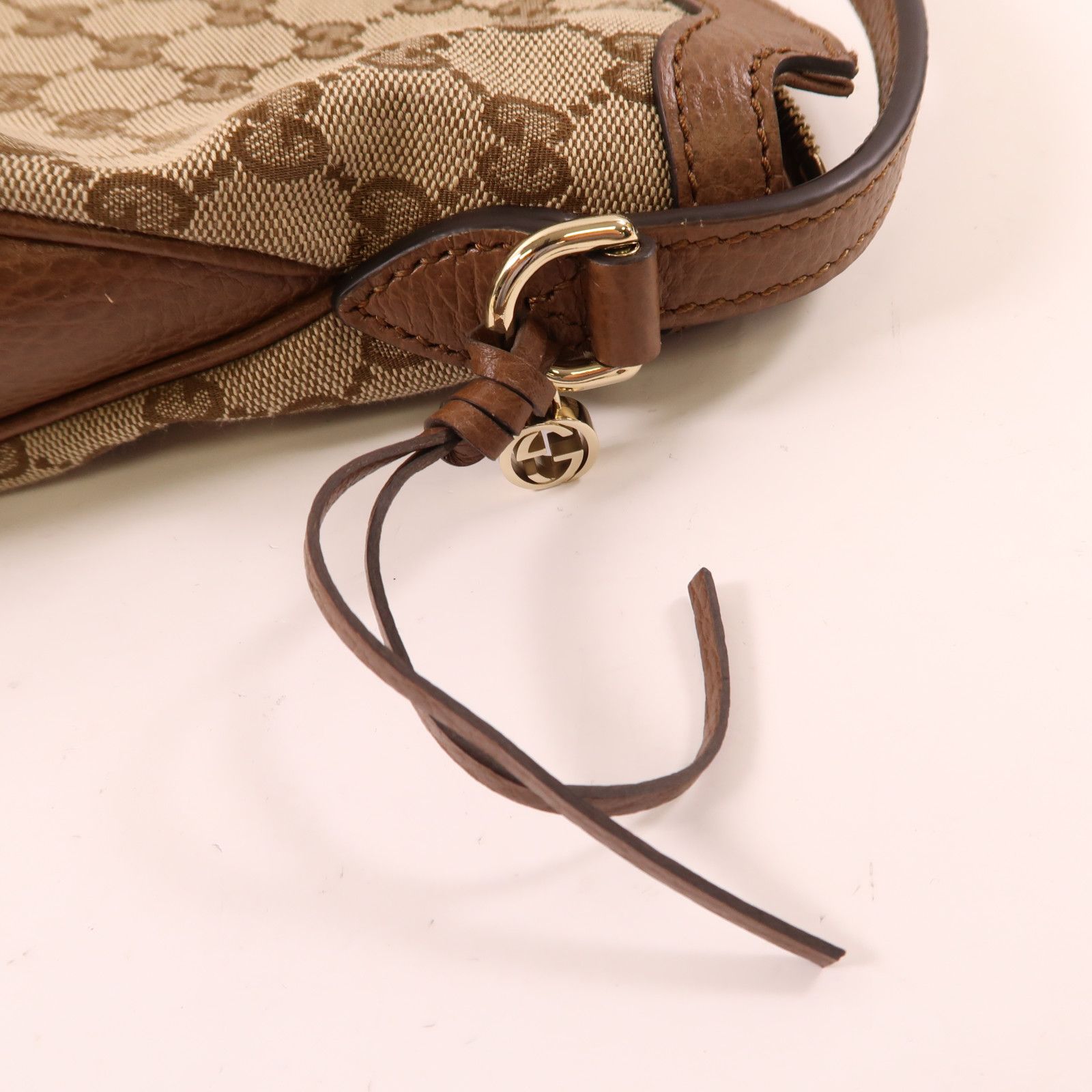 Gucci Canvas Bree Micro Hobo Gold Shoulder Bag Brown Gg Canvas 449244