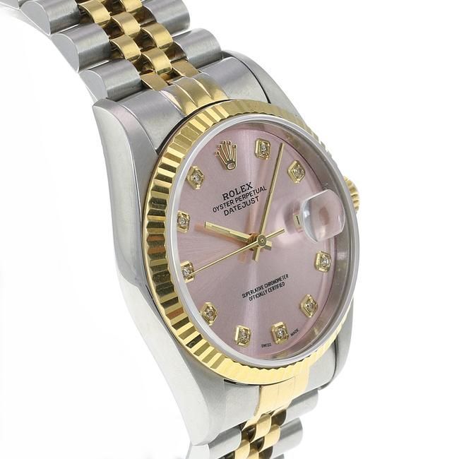 Pink Datejust 16233 Two-tone 36mm Ice Diamond Dial Watch