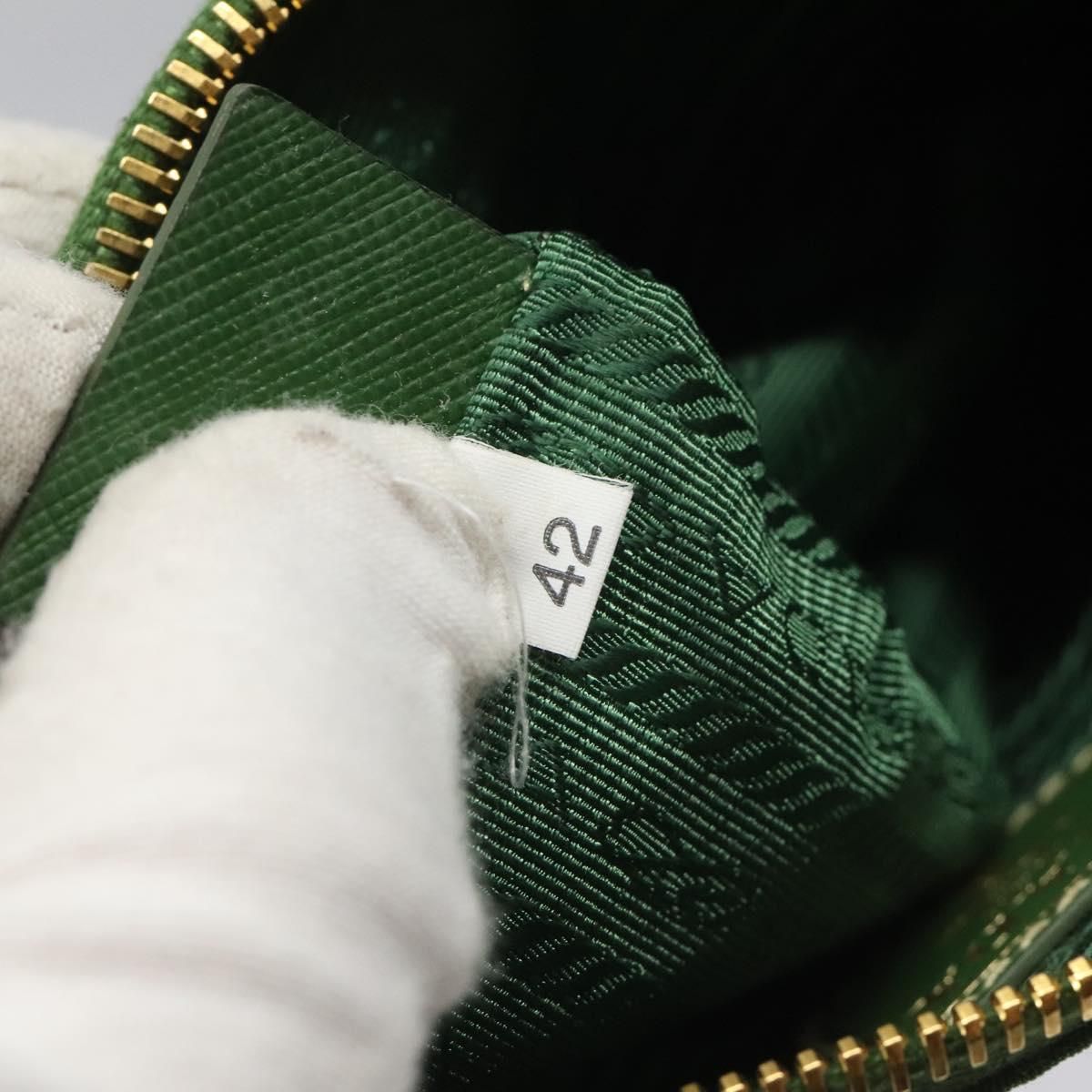 Prada Pouch Nylon Green Gold Auth