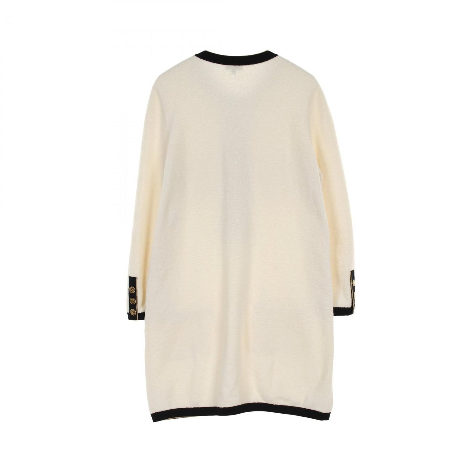 Chanel White Black Coco Mark Button Pile Dress Cotton P 60463k 46062