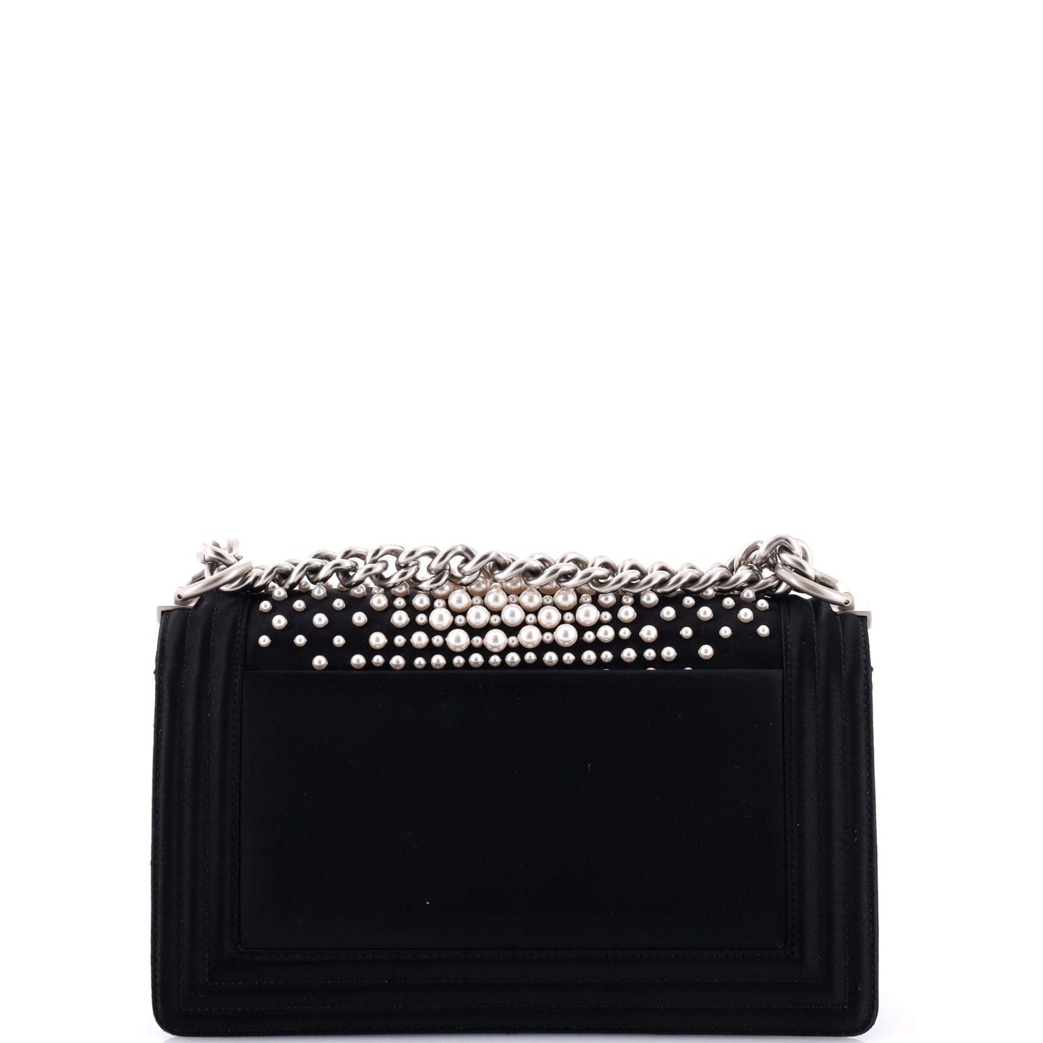 Boy Flap Bag Pearl Embellished Satin Old Medium
