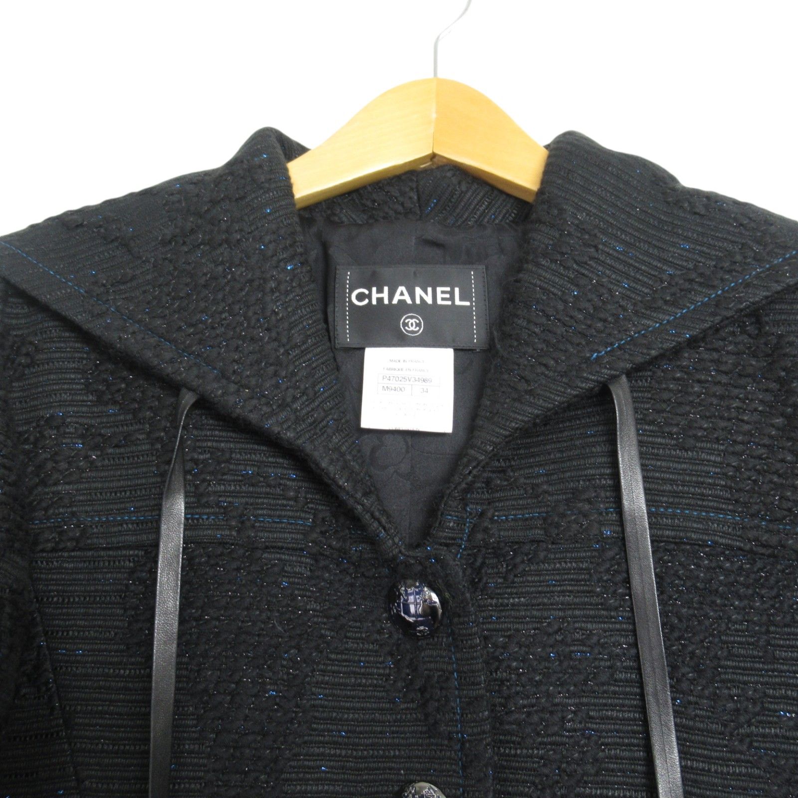 Chanel Black Acrylic Windbreaker Coat P 47025v 34989