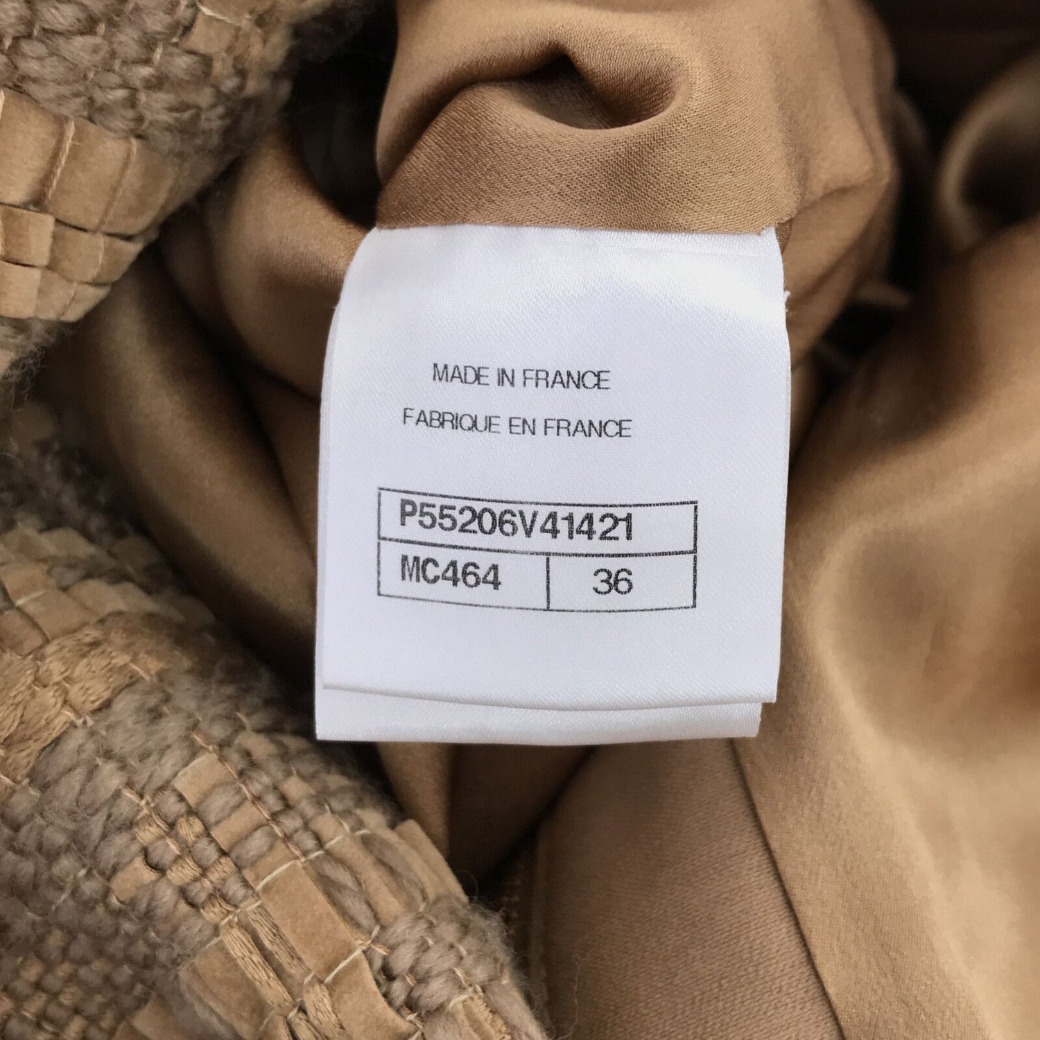 Chanel Belted Tweed Trench Coat Beige Wool 36