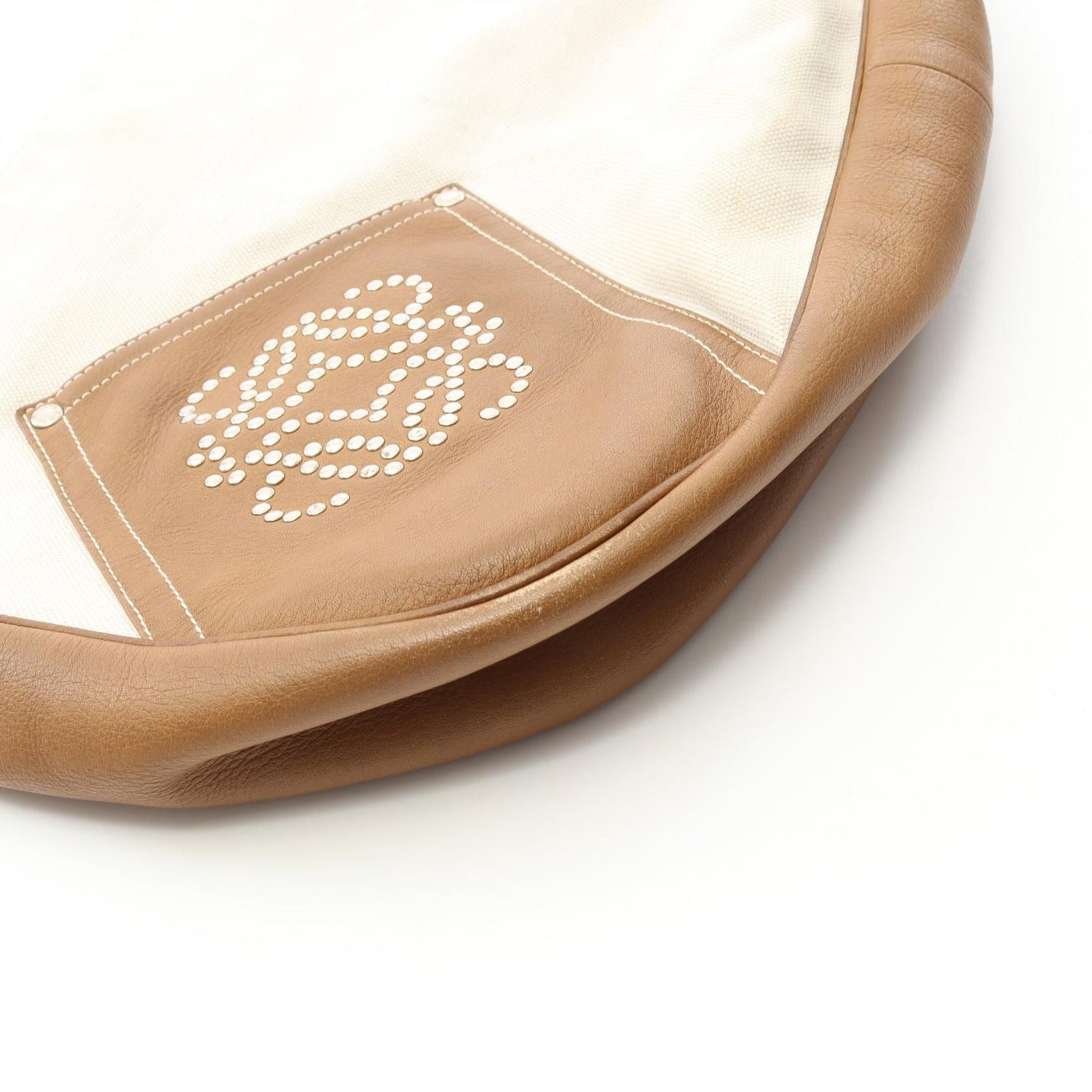 Loewe Anagram Shoulder Bag White Brown Canvas