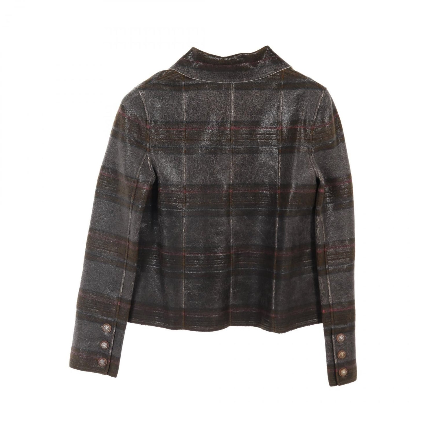 Chanel Brown Multicolor Coated Aged Knit Other Jackets Cashmere P 49663k 06254