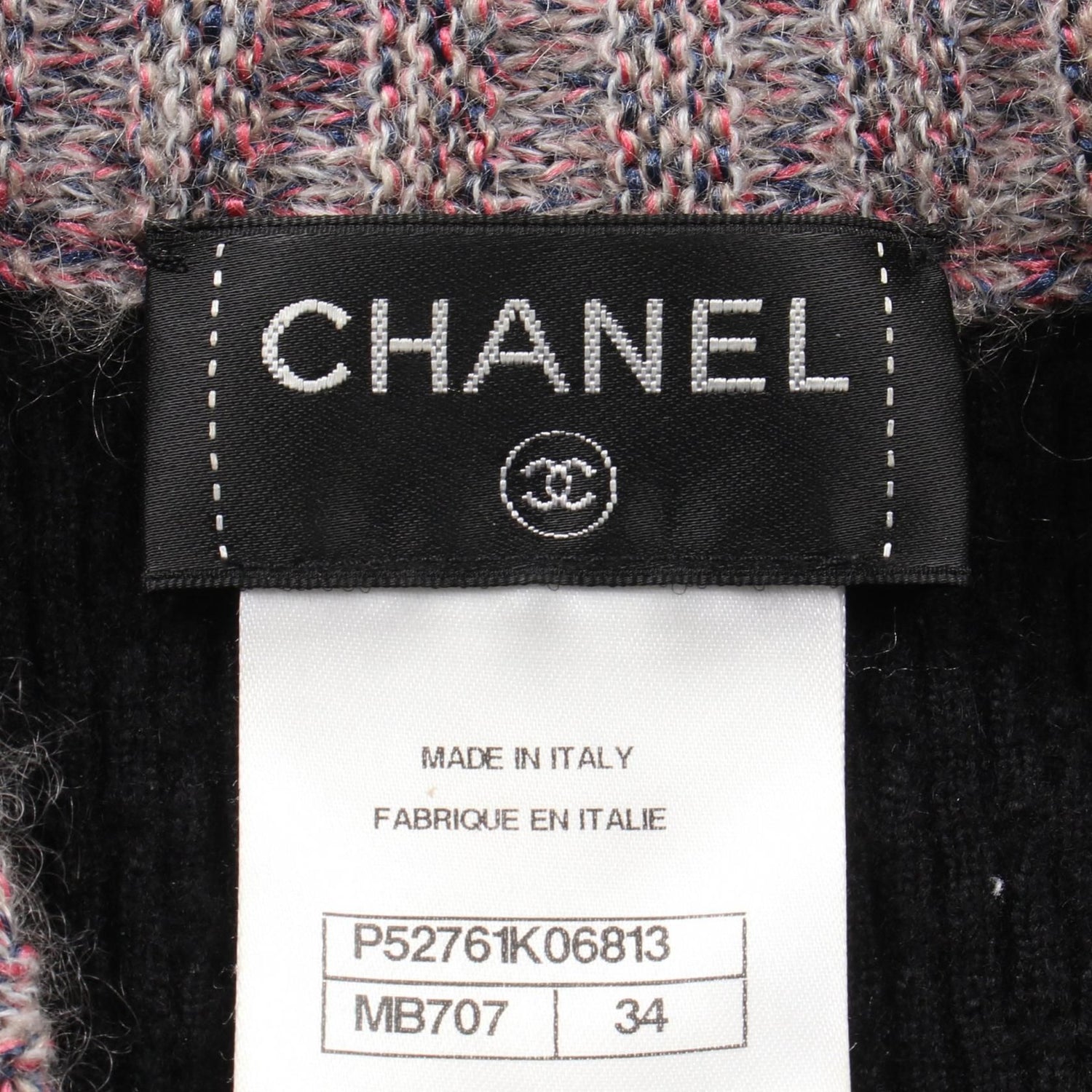 Chanel Black Pink Gray Camelia Button Dress Silk Cashmere P 52761