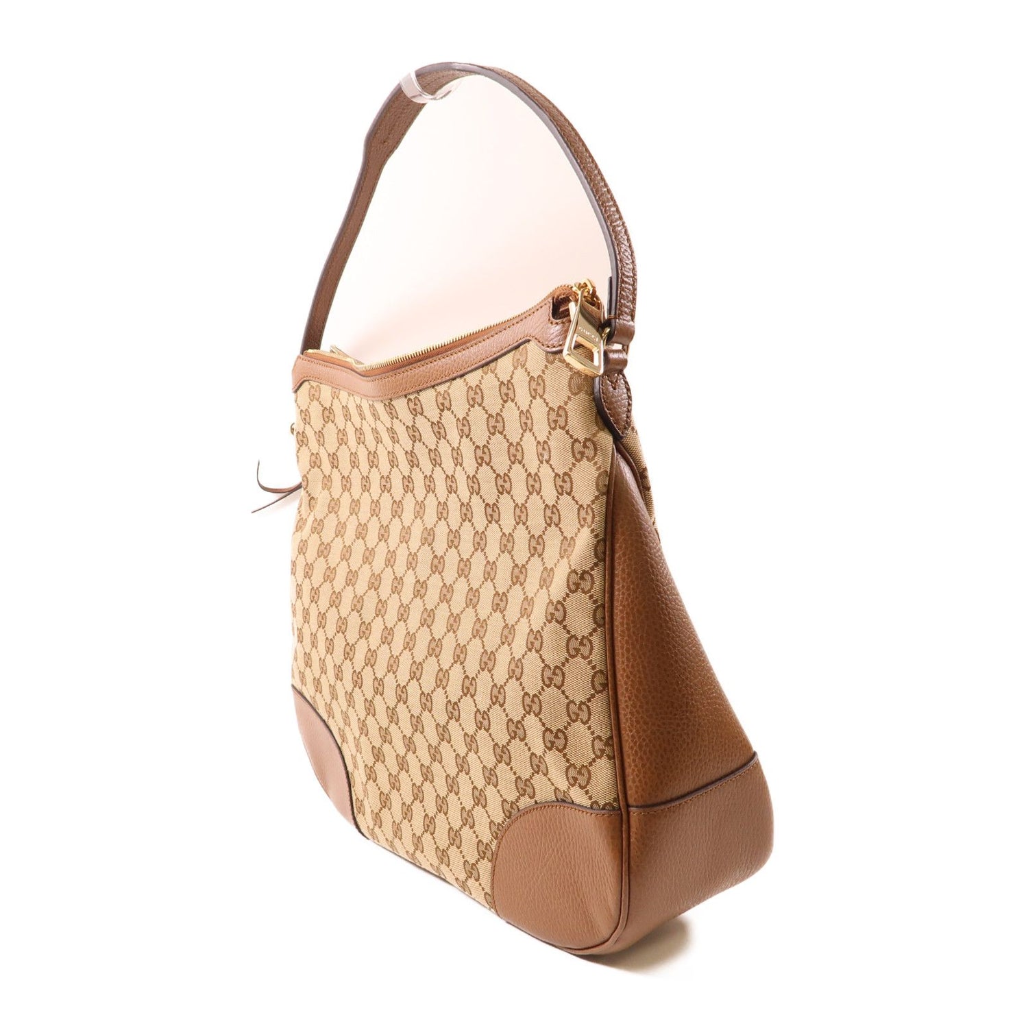 Gucci Canvas Bree Micro Hobo Gold Shoulder Bag Brown Gg Canvas 449244