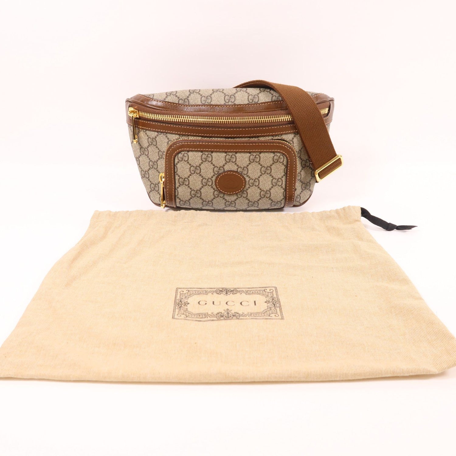 Gucci GG Supreme Monogram Textured Calfskin Retro Interlocking G Belt Bag