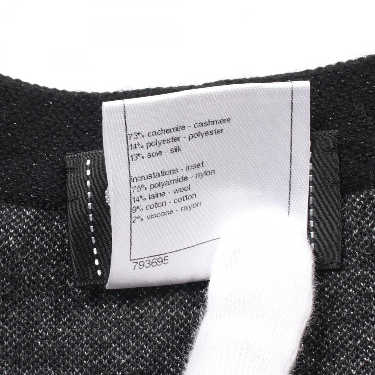 Chanel Coco Mark Button Cardigan P 39255k 02769 Cashmere Gray Black