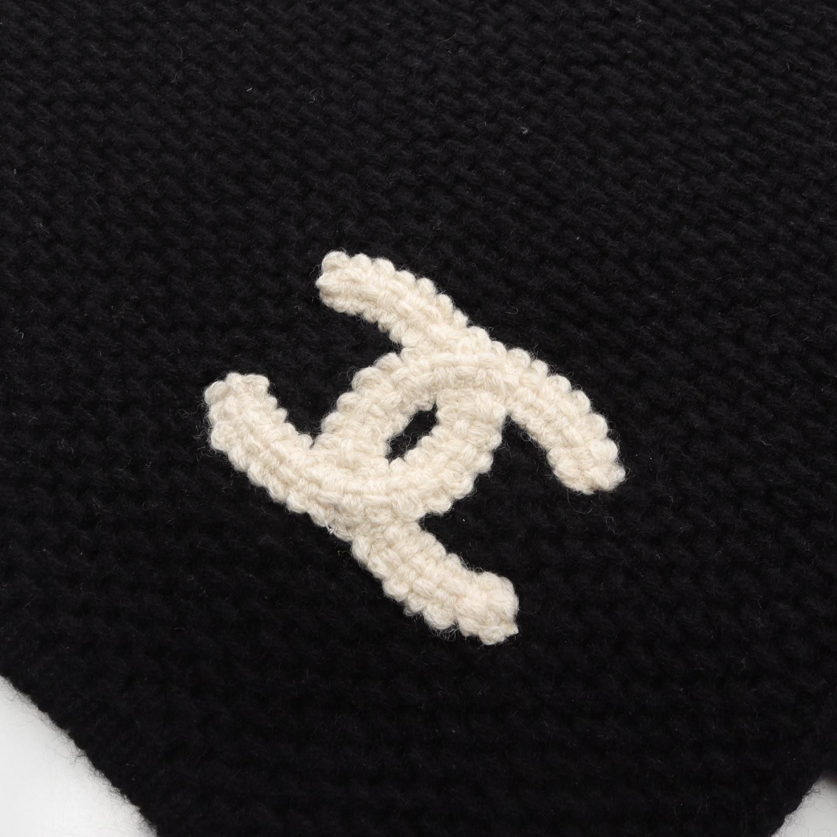 Chanel Black Coco Mark Scarf Other Cashmere