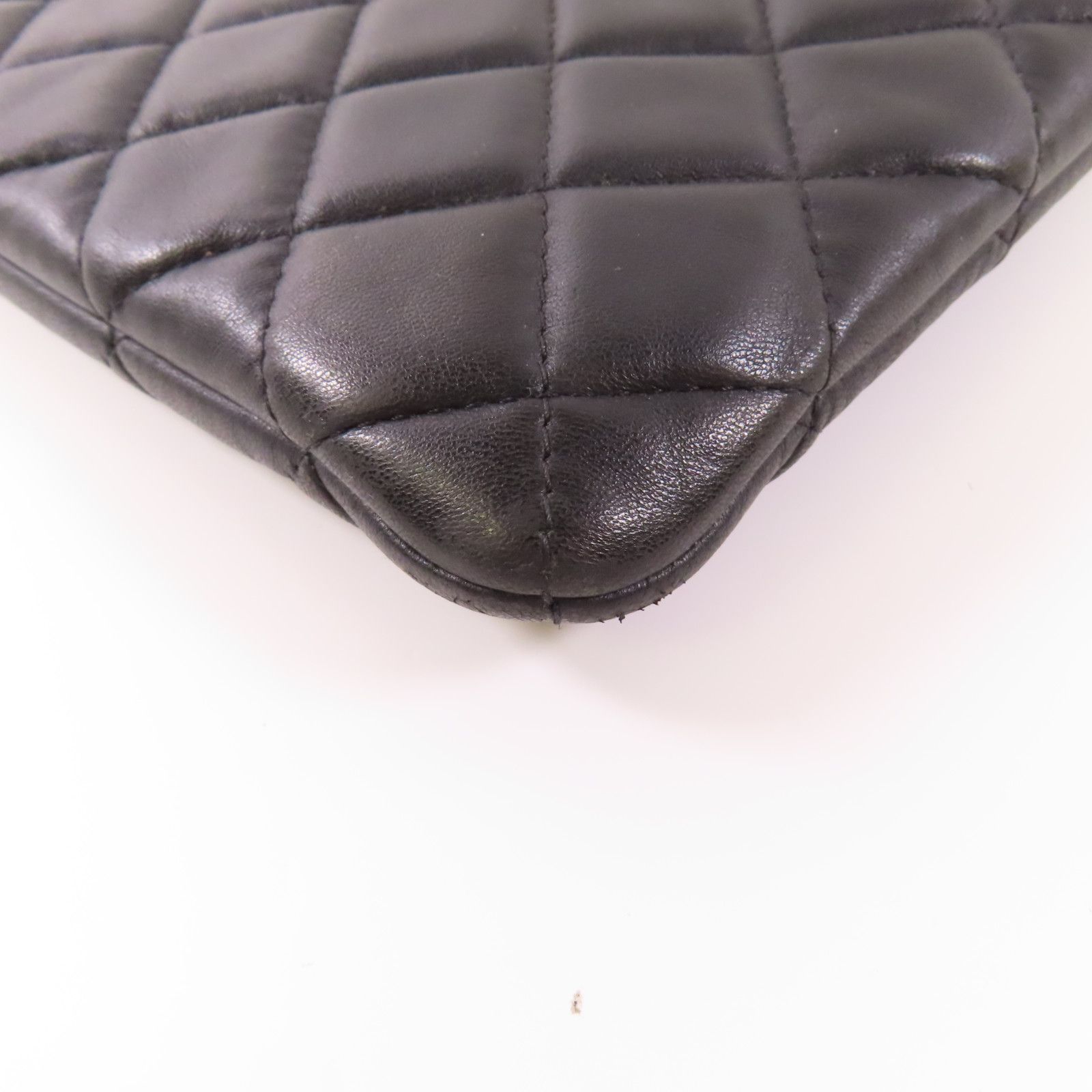 Chanel Black Cowhide Leather Pouch Business Bag Clutch Bag Calfskin (cowhide)