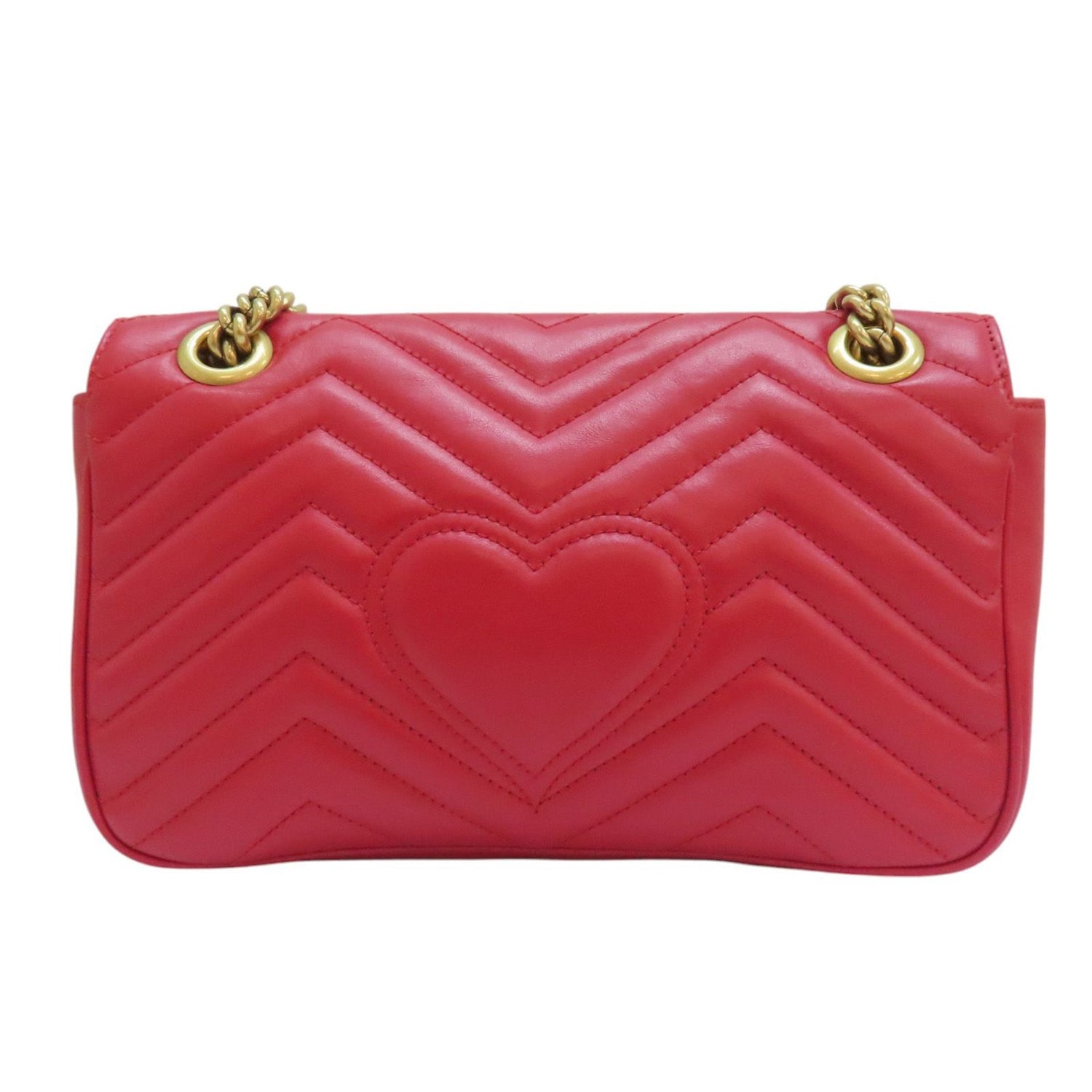 Gucci Small Gg Marmont Shoulder Bag Red Matelasse Chevron Leather 443497