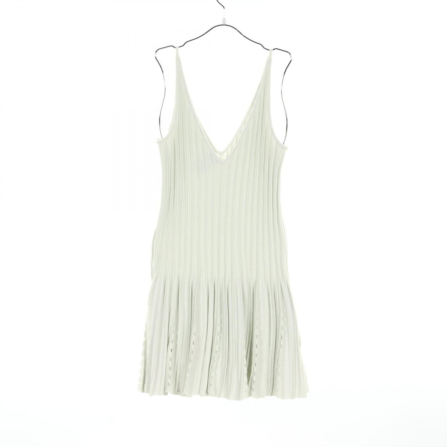 Chanel Coco Mark Pearl Button Dress P 43879k 04503 Cotton Rayon Green