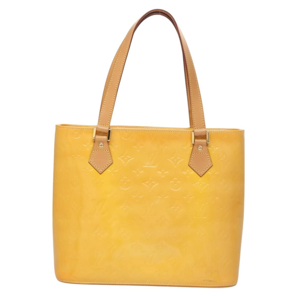 Louis Vuitton Vernis Houston Hand Bag Lime Yellow M 91055 Lv Auth