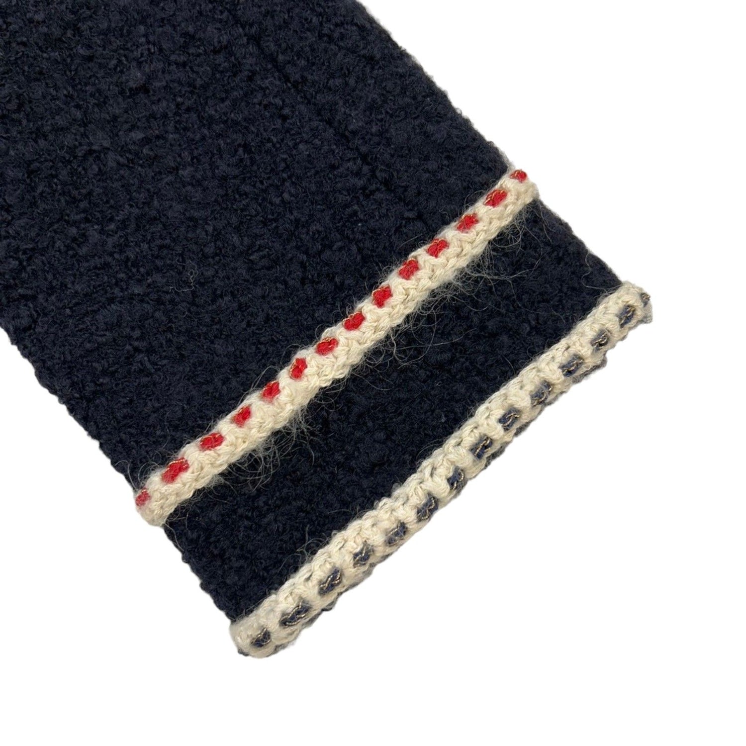 Chanel Navy Tweed No Collar Jacket 34 P 59643v 37141