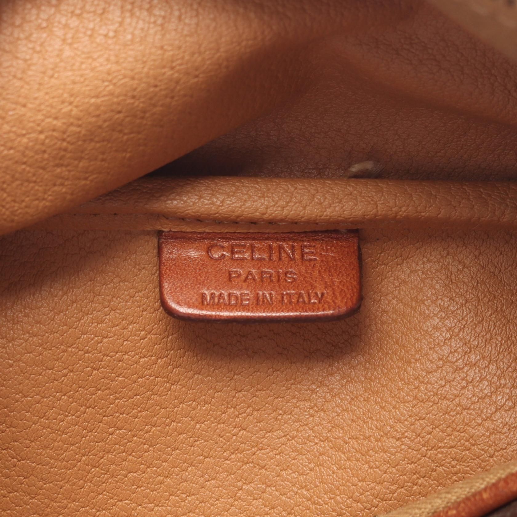 Celine Macadam Handbag Brown Pvc Coated Canvas