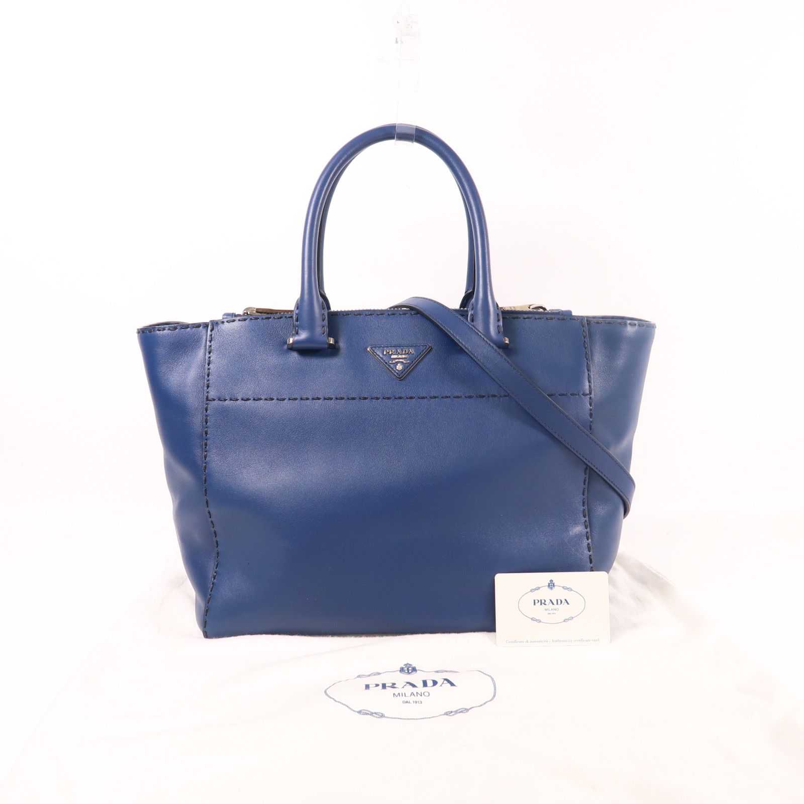 Prada Cowhide Leather 2Way Shoulder Bag 2way Shoulder Bag Blue Calfskin (cowhide) Bn 2857