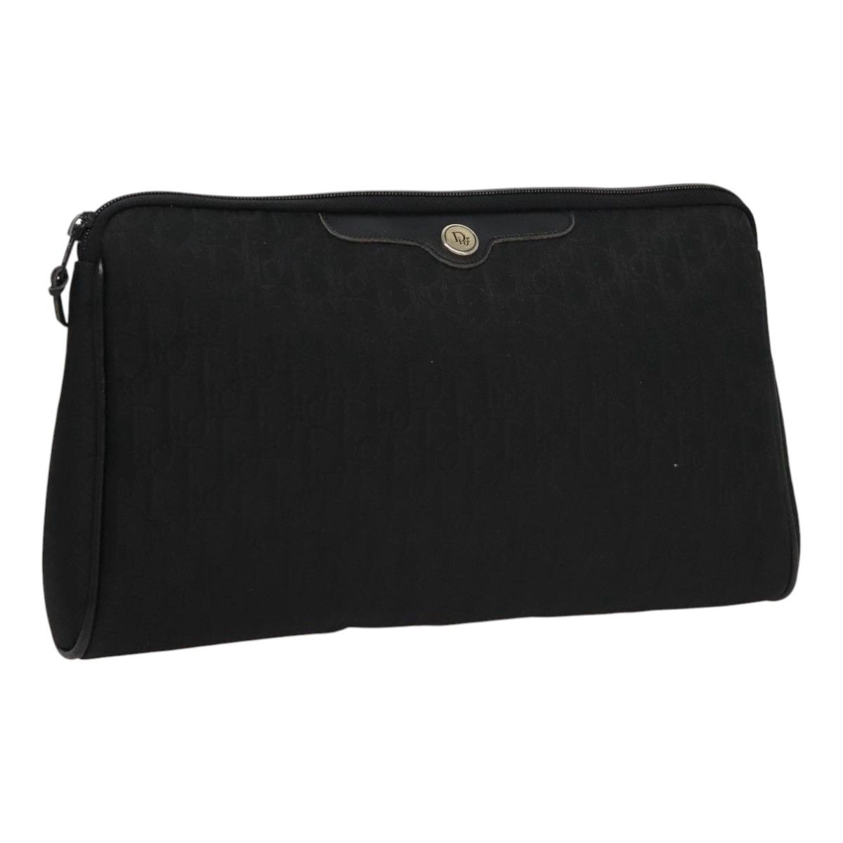 Christian Dior Trotter Canvas Clutch Bag Black Auth