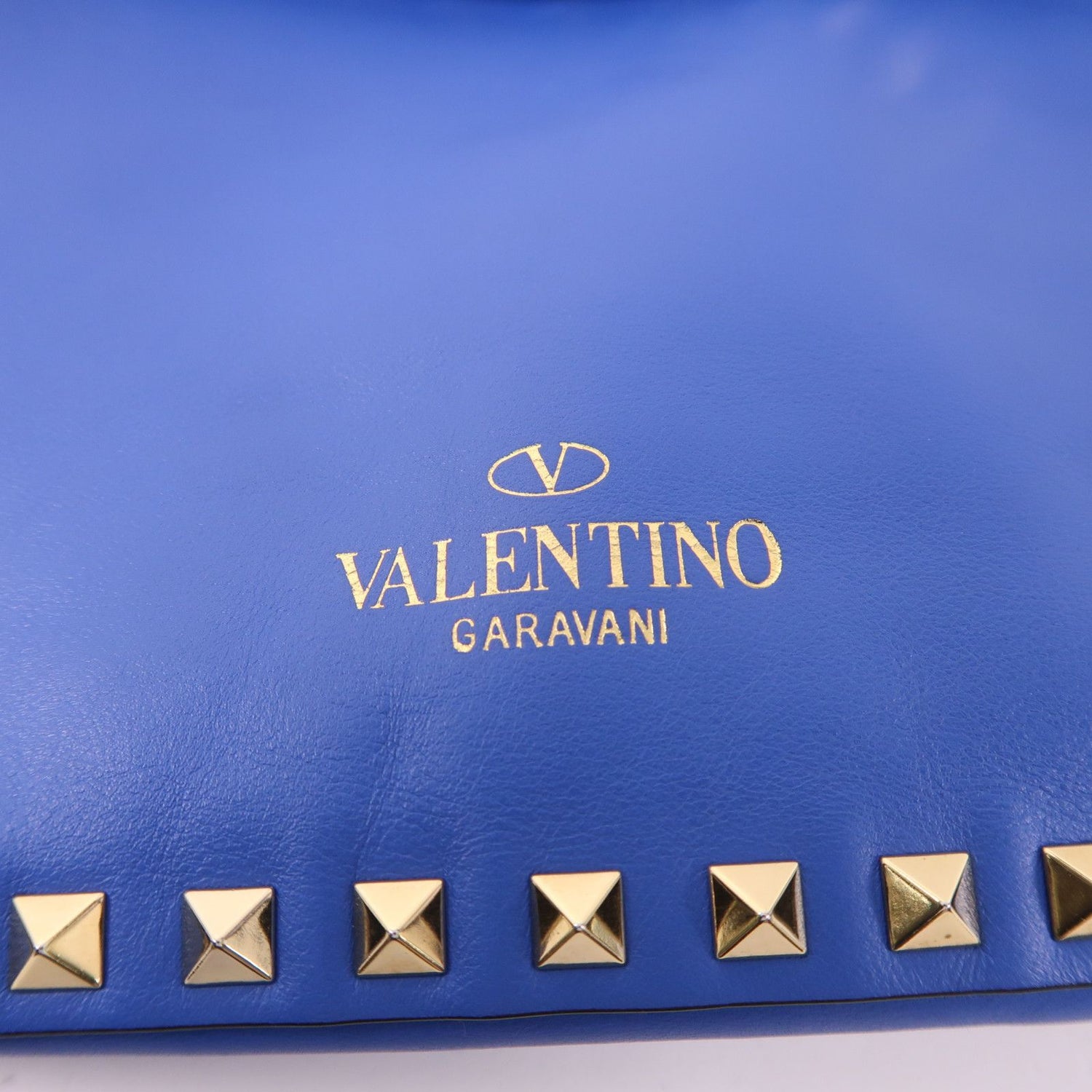 Valentino Cowhide Leather 2Way Shoulder Bag Golden Hand-handed Shoulder And Back Bag 2way Shoulder Bag Blue Calfs