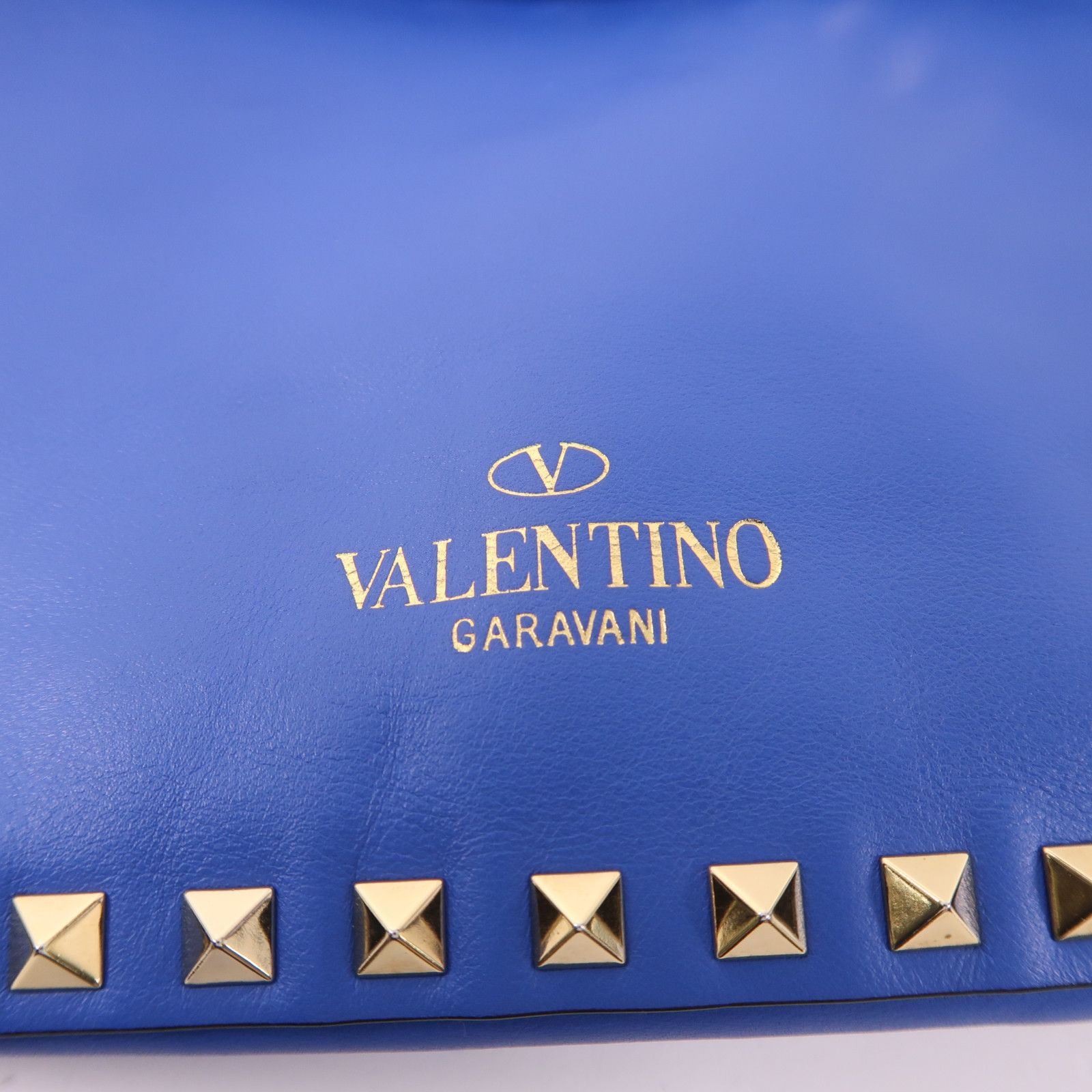 Valentino Cowhide Leather 2Way Shoulder Bag Golden Hand-handed Shoulder And Back Bag 2way Shoulder Bag Blue Calfs