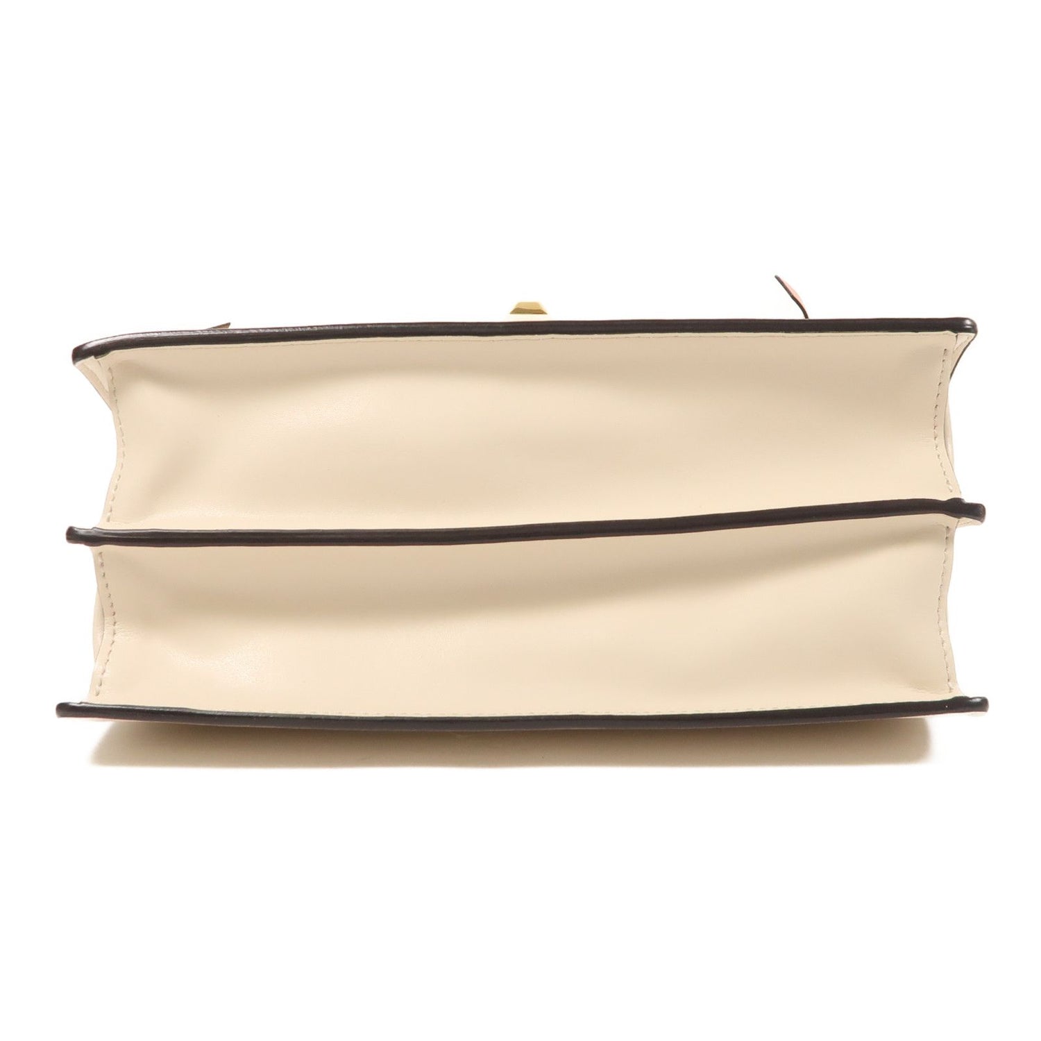 Fendi Cowhide Leather Vitello Bow Kan I Silver Hand-handed Shoulder And Back Bag 2way Shoulder Bag Beige White Calfskin