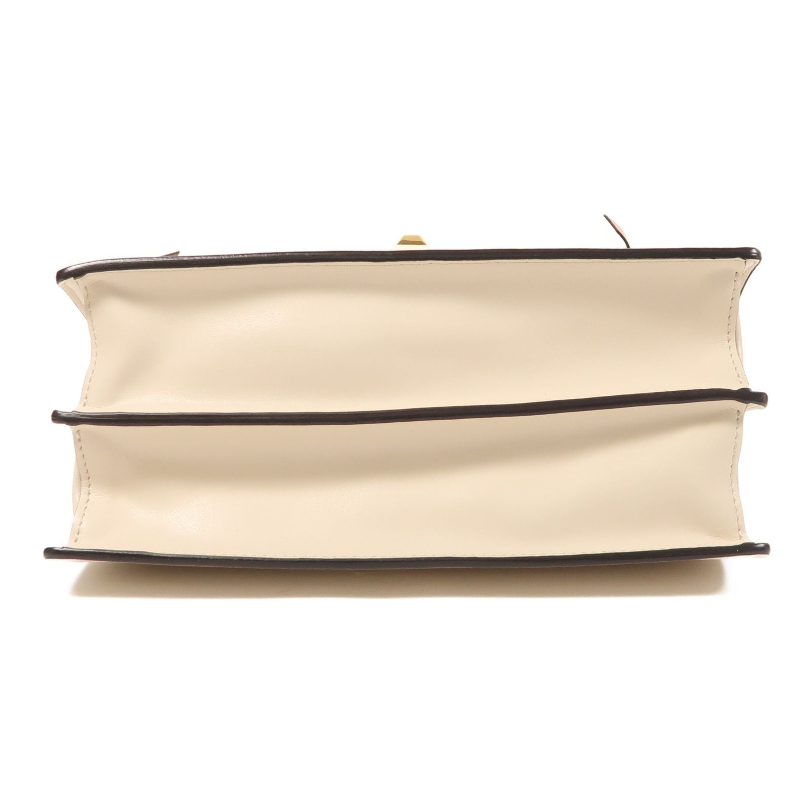 Fendi Cowhide Leather Vitello Bow Kan I Silver Hand-handed Shoulder And Back Bag 2way Shoulder Bag Beige White Calfskin