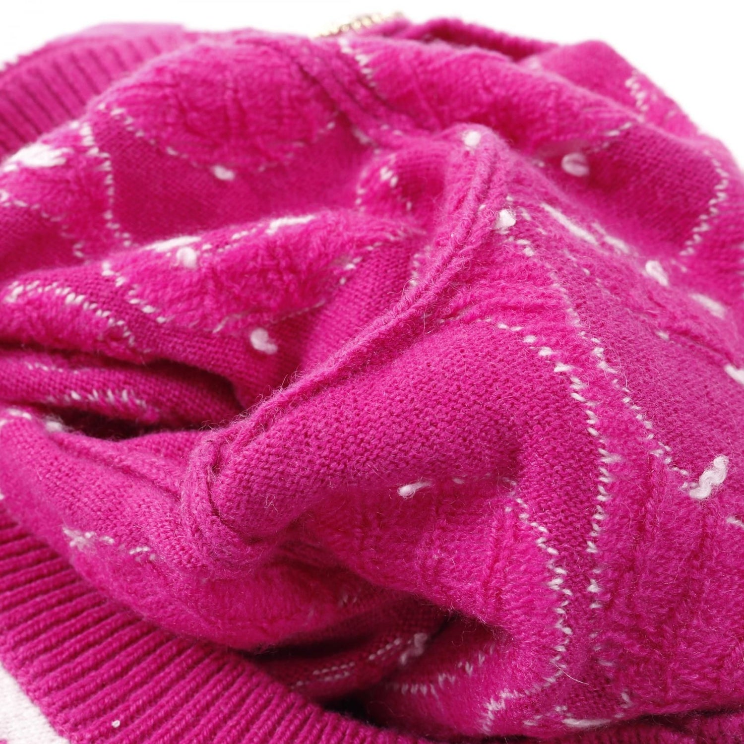 Chanel Purple White Coco Mark Knit Cashmere P 70436k 10043