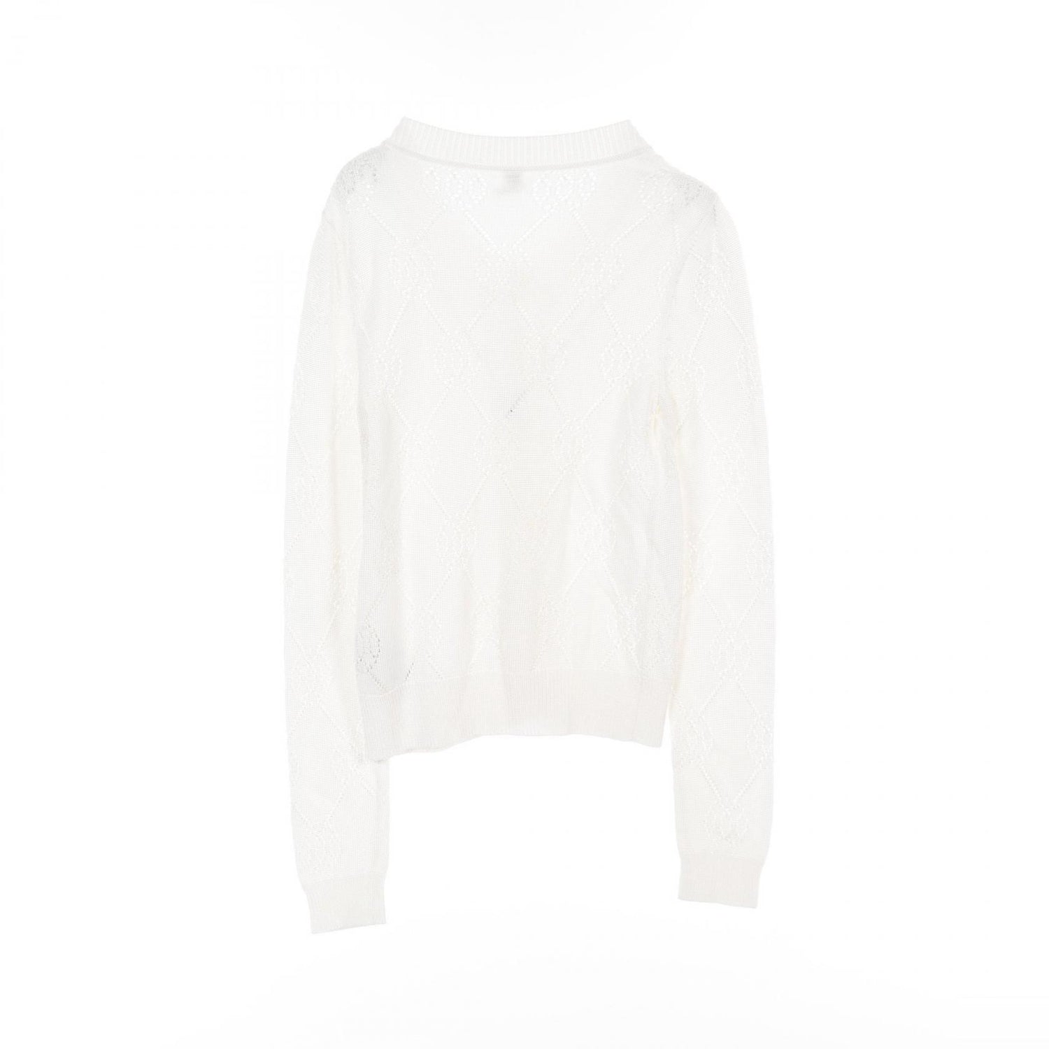 Hermes H Lift Serie Button Cardigan White Rayon Cotton 2e 2710da