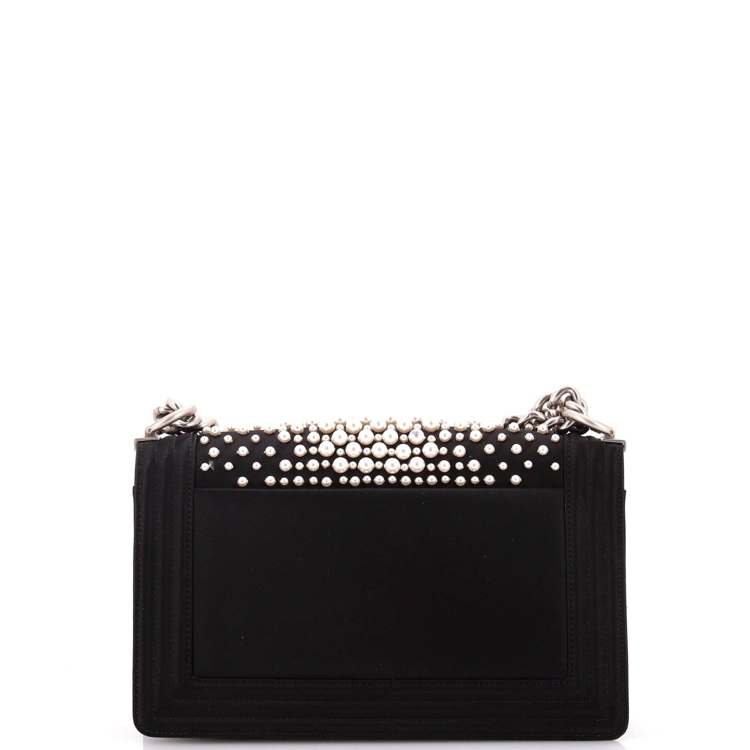Boy Flap Bag Pearl Embellished Satin Old Medium