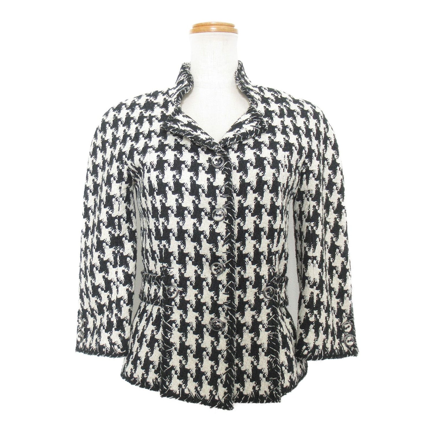 Chanel Tweed Tailored Houndstooth Short Jacket
