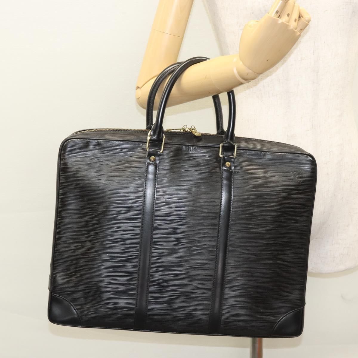 Louis Vuitton Epi Porte Documents Voyage Business Bag Black M 54472 Auth